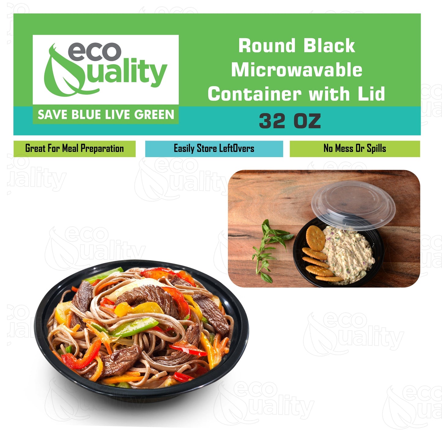 Black Disposable Plastic Round Microwavable Food Container With Lids