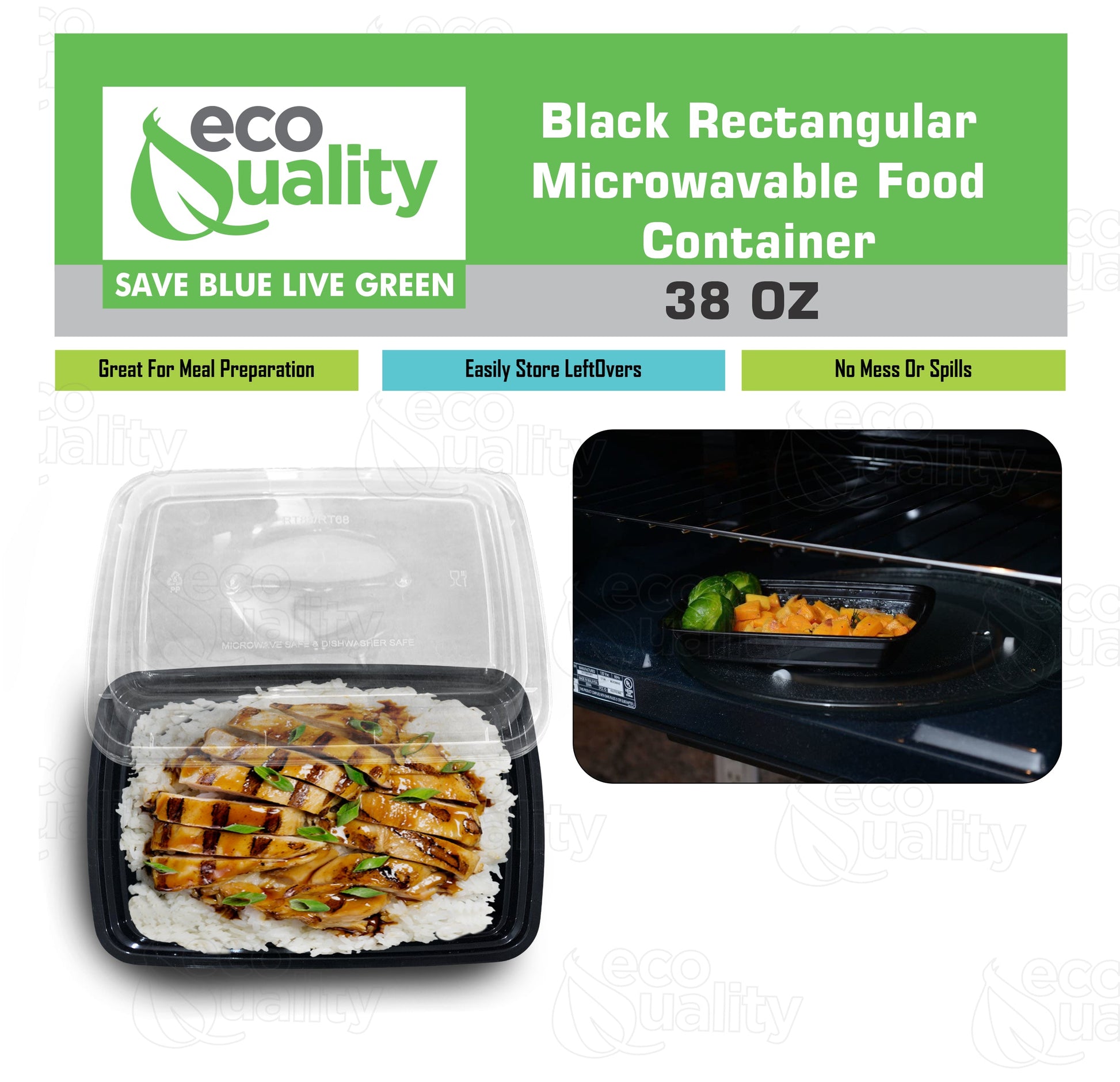 to-go boxes takeout delivery take out food storage containers Reusable Box Plastic Microwave Freezer black safe meal prep Lunch food storage solutions packaging Ecofriendly Disposable with lid black 38 oz 38 ounces economical bulk wholesale ecoquality restaurant fast food supplies nyc