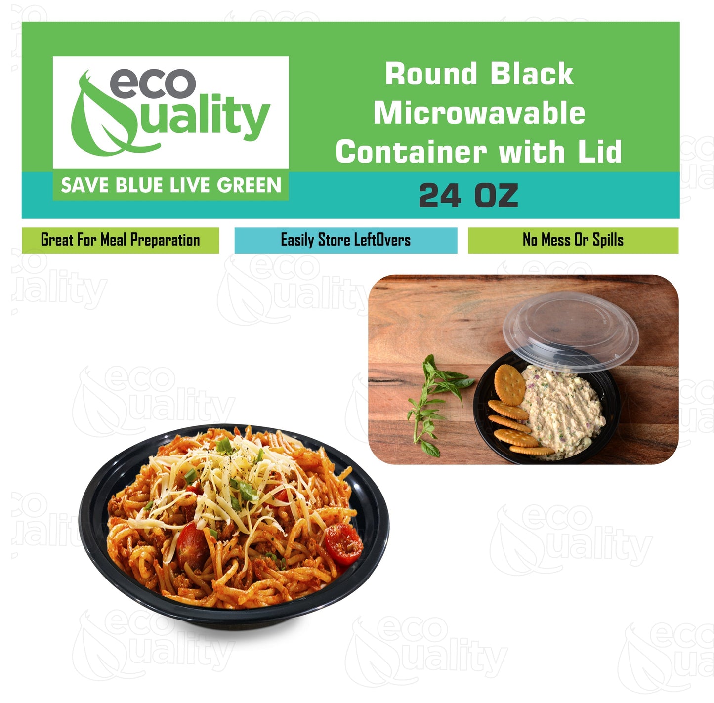 Black Disposable Plastic Round Microwavable Food Container With Lids