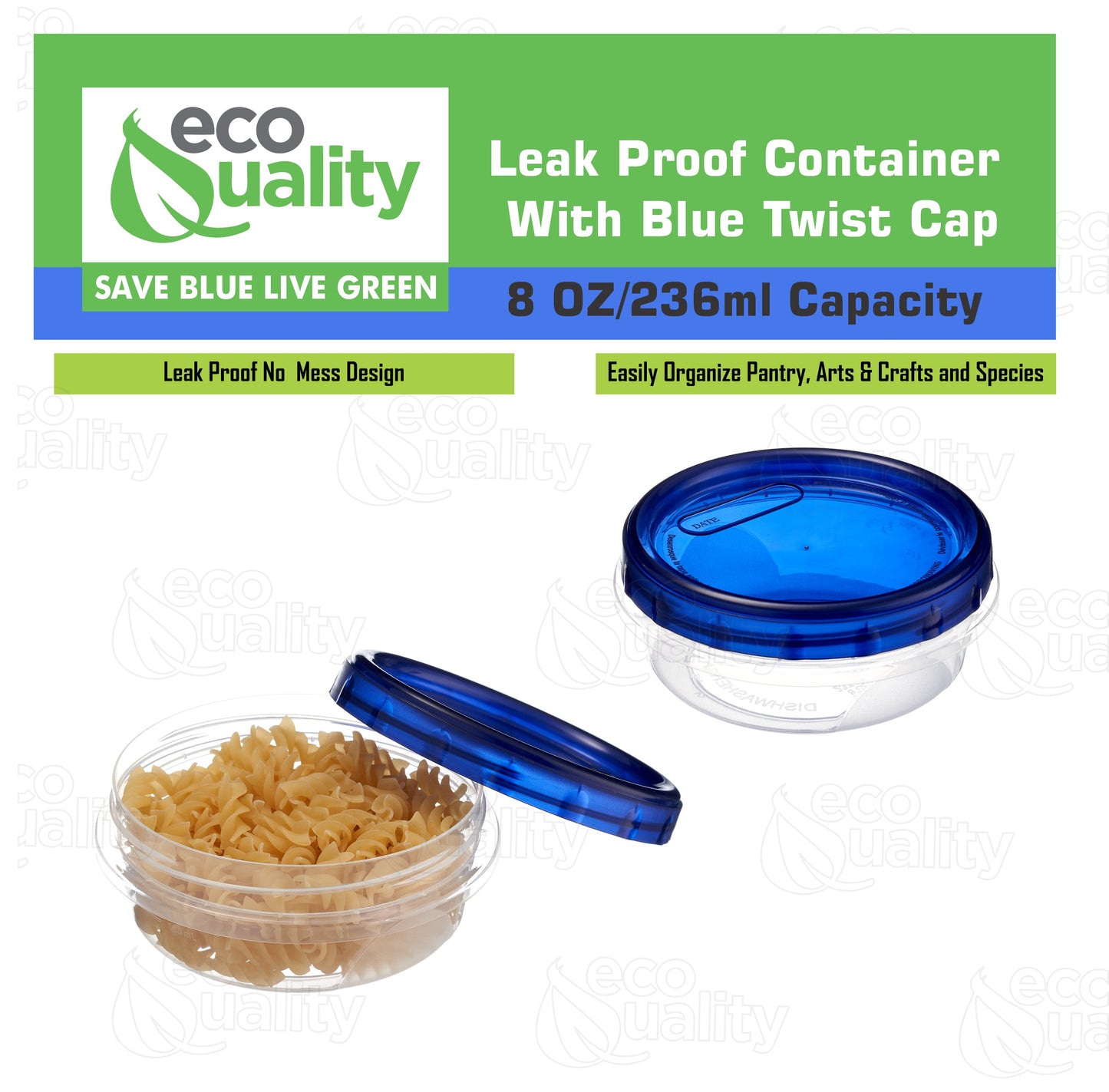 8oz Twist Top Plastic Storage Deli Containers BPA-Free, Reusable Airtight