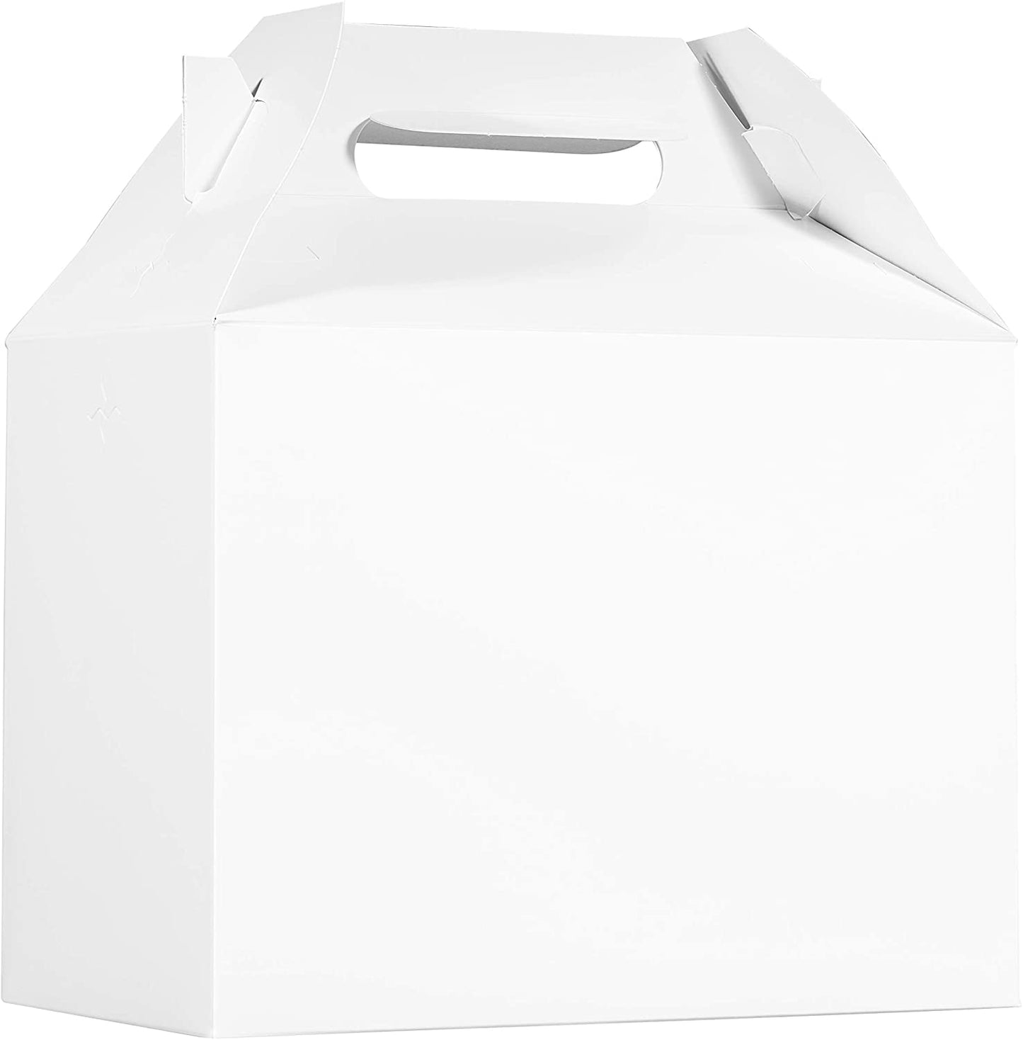 9" x 5" x 6.75" White Treat Gift Boxes, White Gable Boxes with Handles economical bulk wholesale ecoquality restaurant fast food supplies nyc