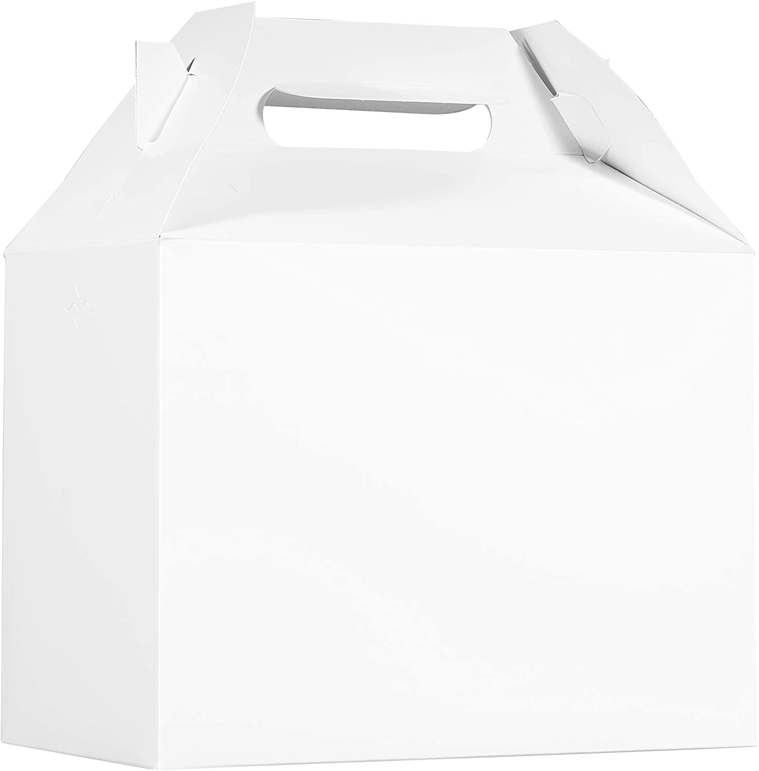 9" x 5" x 6.75" White Treat Gift Boxes, White Gable Boxes with Handles economical bulk wholesale ecoquality restaurant fast food supplies nyc