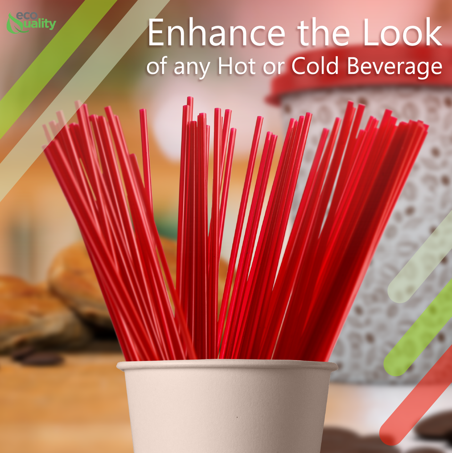5" Red Plastic Stirrer Sip Straws For Coffee, Cocktail, Latte and Tea