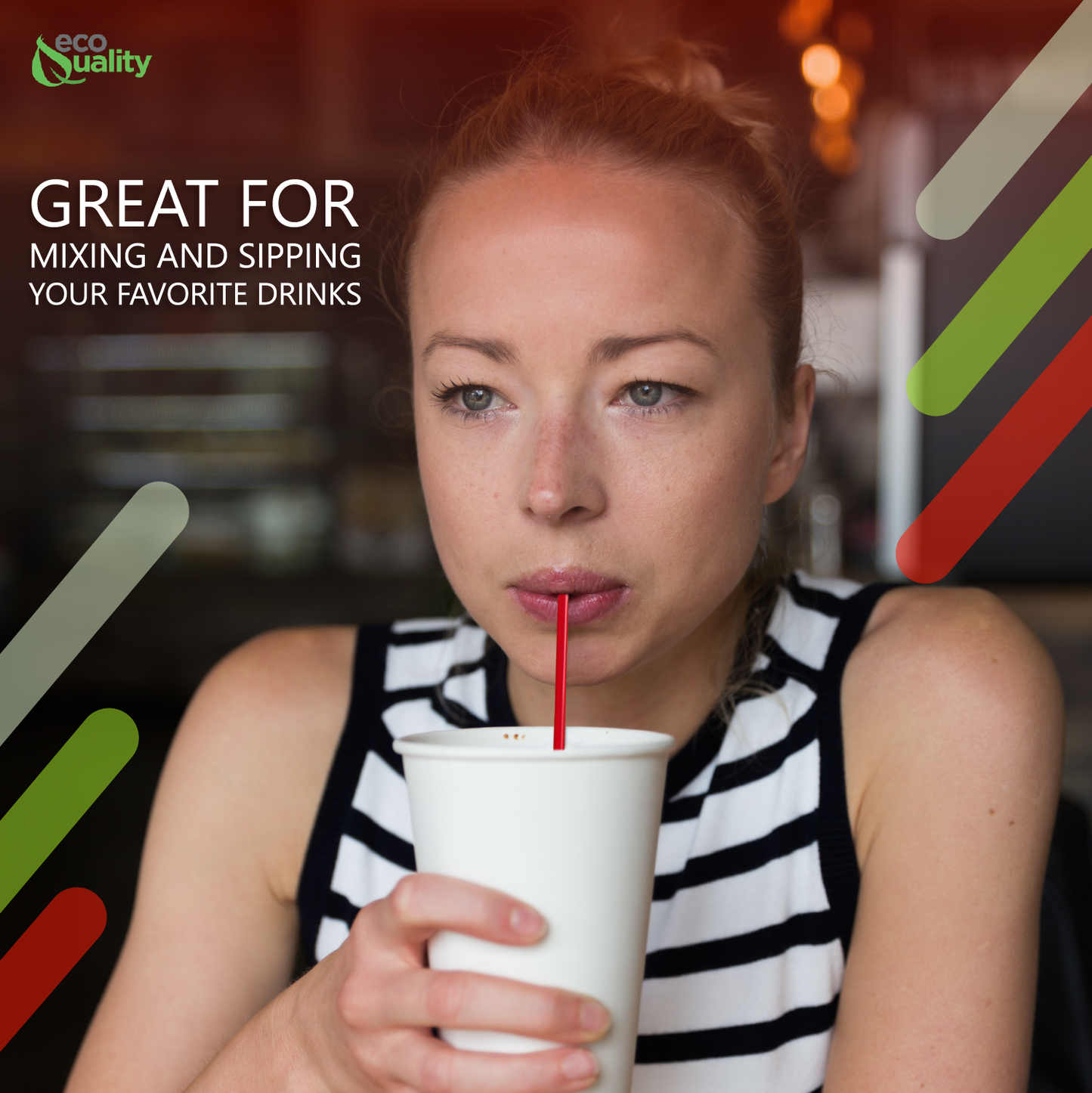 5" Red Plastic Stirrer Sip Straws For Coffee, Cocktail, Latte and Tea