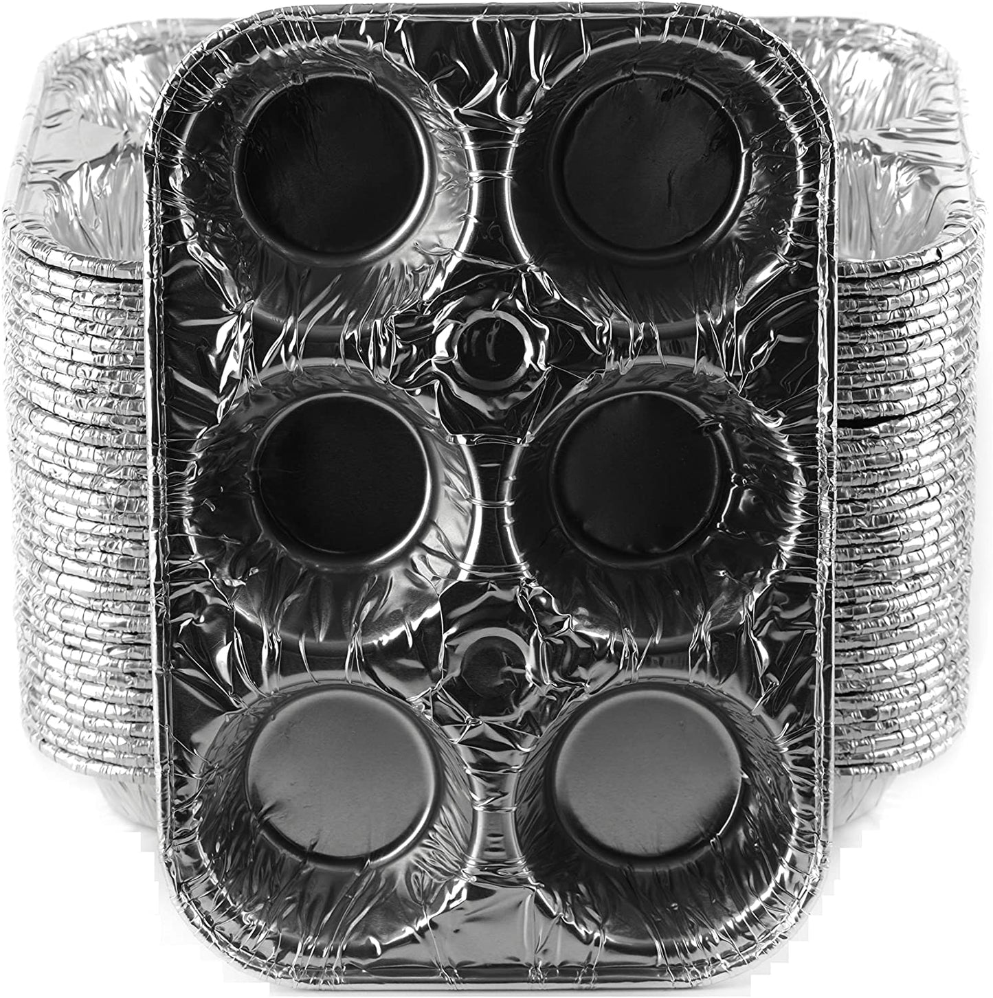 Aluminum 6-Cup Muffin Pan - Disposable Aluminum Cupcake Pans - Reusable, Recyclable - Muffin Tin Great for Baking Cupcakes, Muffins, Small Pies