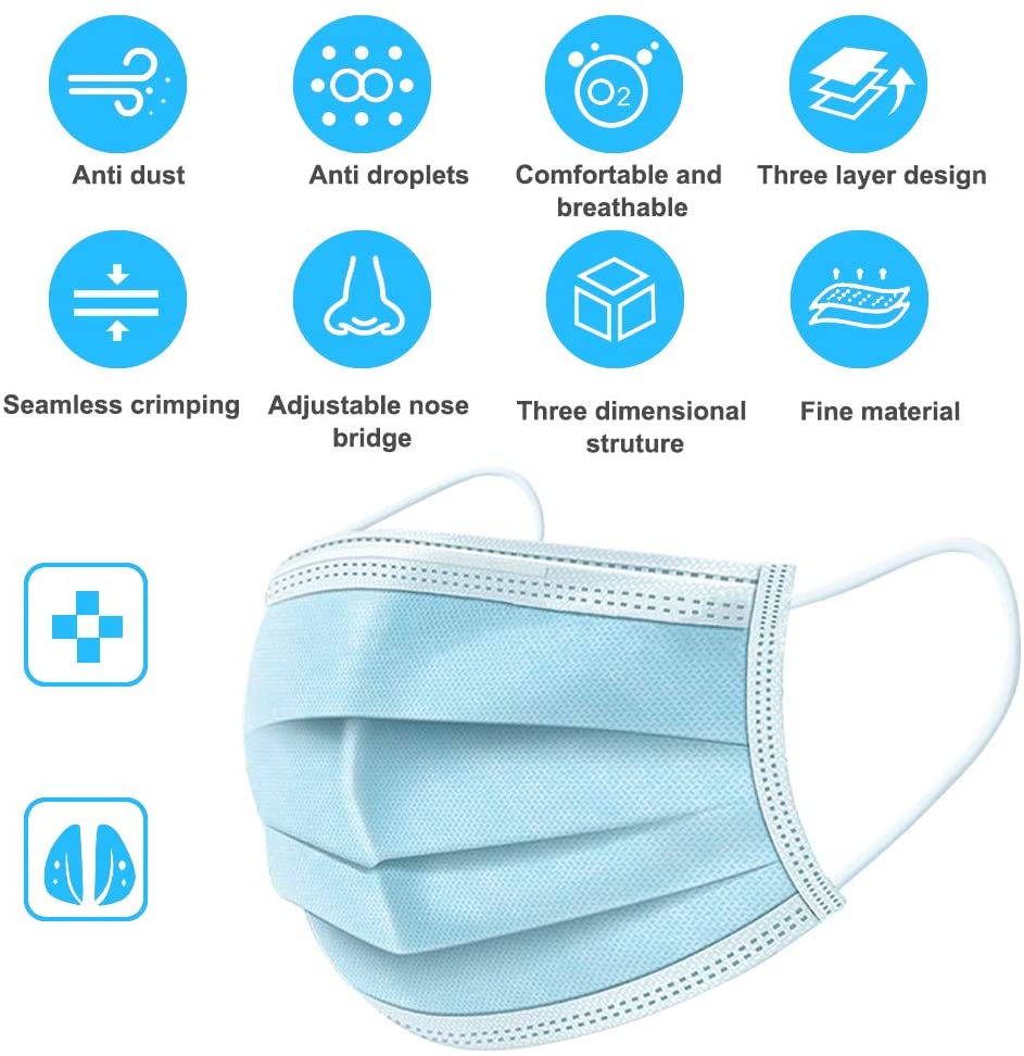 Food Service Restaurant Commercial Kitchen  household diner restaurant food truck fast food  blue  affordable bulk economical commercial wholesale  Face Masks  COVID-19  Covid Supplies  Blue Masks  Adult Masks  3-ply Mask nyc ecoquality