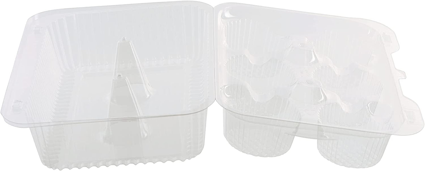 Clear Plastic 6 Compartment Muffin Containers - Disposable Cupcake Holder Boxes with Hinged Design