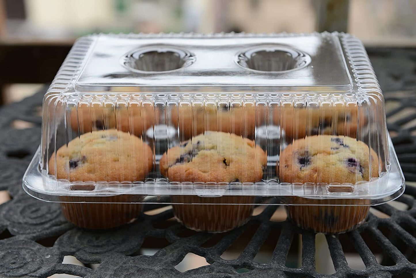 Clear Plastic 6 Compartment Muffin Containers - Disposable Cupcake Holder Boxes with Hinged Design