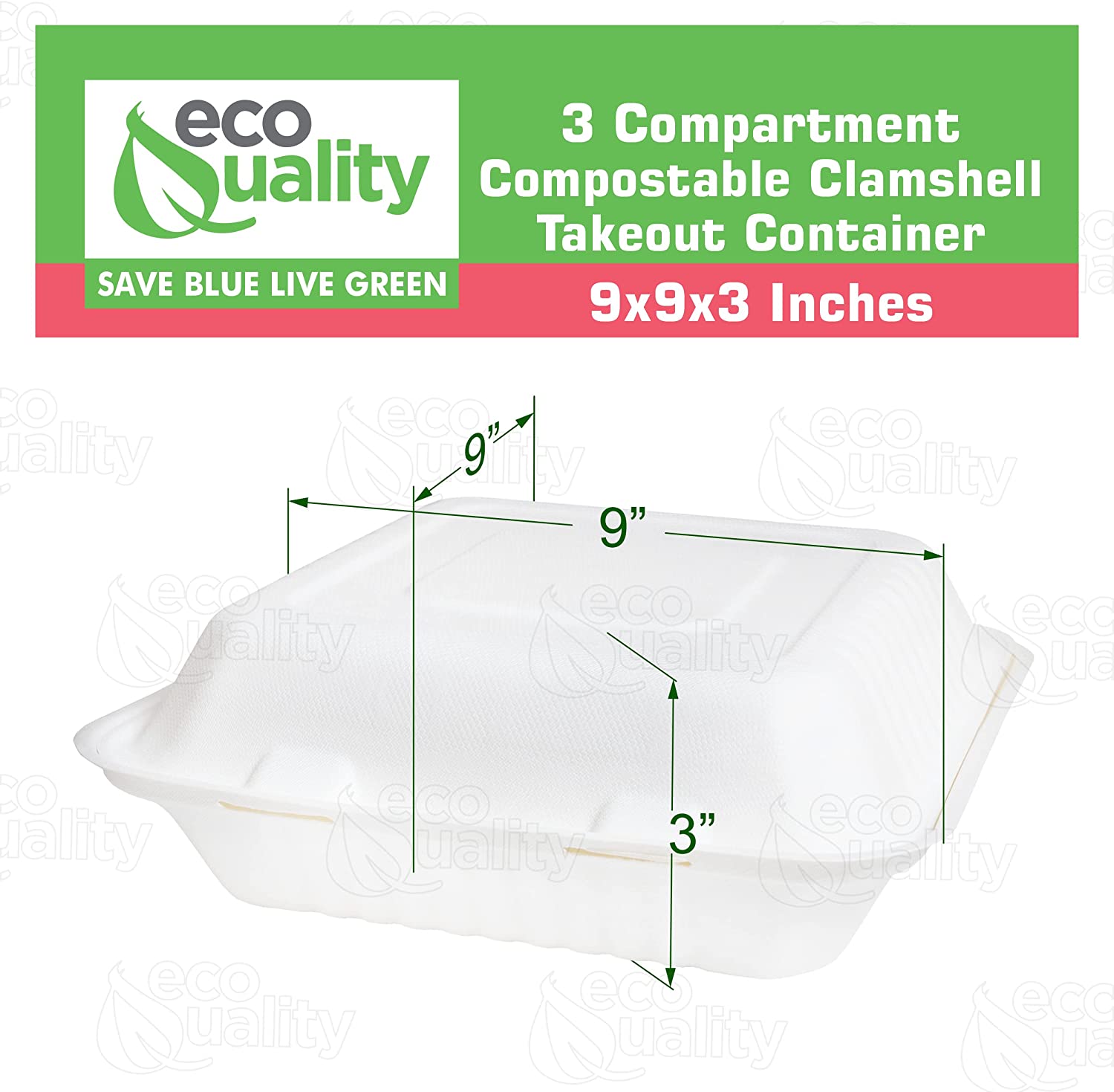 Rice Plates wax tree free Tree Free Stackable Square Hinged Clamshell Restaurants Parties Microwaveable Freezer Safe Heavy Duty Grease and Leak Resistant Proof Food Trucks Food Containers foam plastic alternative Ecofriendly Product Compostable Biodegradable Sugarcane Bagasse Clam Shell Take Out Containers carryout leftover mealprep burger box BPA Free 9x9x3 Take Out To Go Box 3 Compartment Online Store economical