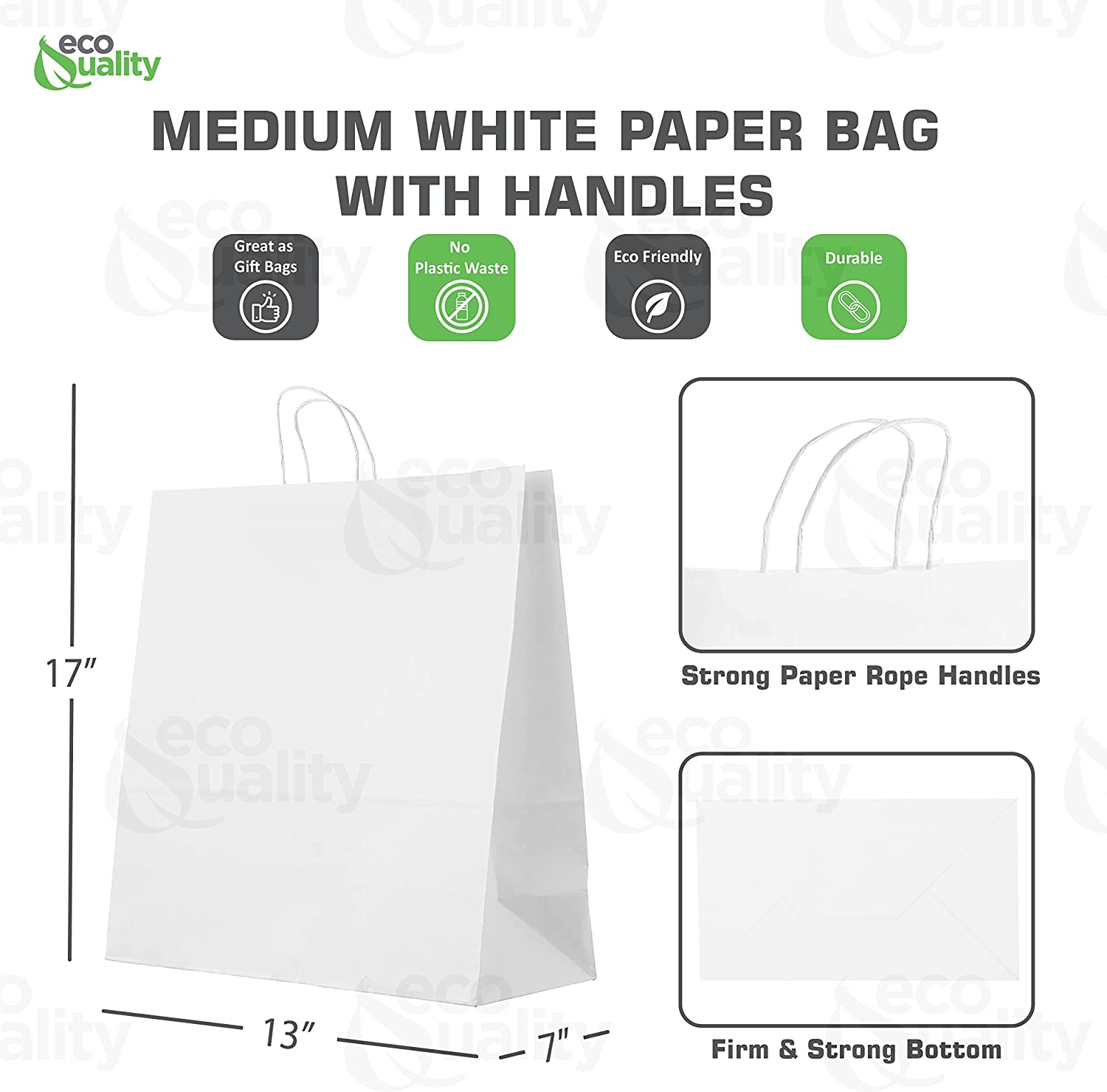 Reusable Recycled Material 20 Pounds White Gift Bag DYI Paper Bag Heavy Duty Strong Paper Bag Supermarket paper bags carry out bags Paper Bags with handles Paper Take Out Grocery Bags White Kraft Bags Ecofriendly Paper Bag Retail Merchandise bag white Paper Shopping Bags takeout bag Paper Bag Disposable medium 13x7x17 inches strong