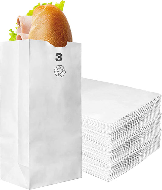 disposable bag White Paper Bags white Paper Shopping Bags foldable paper bag catering bags white kraft paper bag 1 pound candy bag snack bag gift bags DIY Bags arts and craft Sandwich Bag white paper bag party favor bag lunch bag togo bag takeout bag Restaurant supplies paper bakery bags Kraft Paper Bags kraft grocery bags Household Supplies 4 pound hero bread paper tall long bag 3 pound