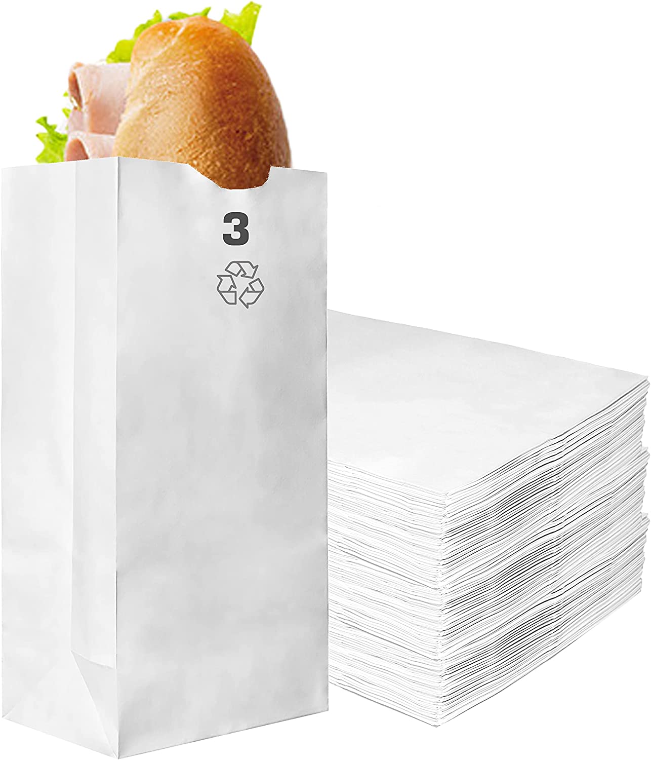 disposable bag White Paper Bags white Paper Shopping Bags foldable paper bag catering bags white kraft paper bag 1 pound candy bag snack bag gift bags DIY Bags arts and craft Sandwich Bag white paper bag party favor bag lunch bag togo bag takeout bag Restaurant supplies paper bakery bags Kraft Paper Bags kraft grocery bags Household Supplies 4 pound hero bread paper tall long bag 3 pound