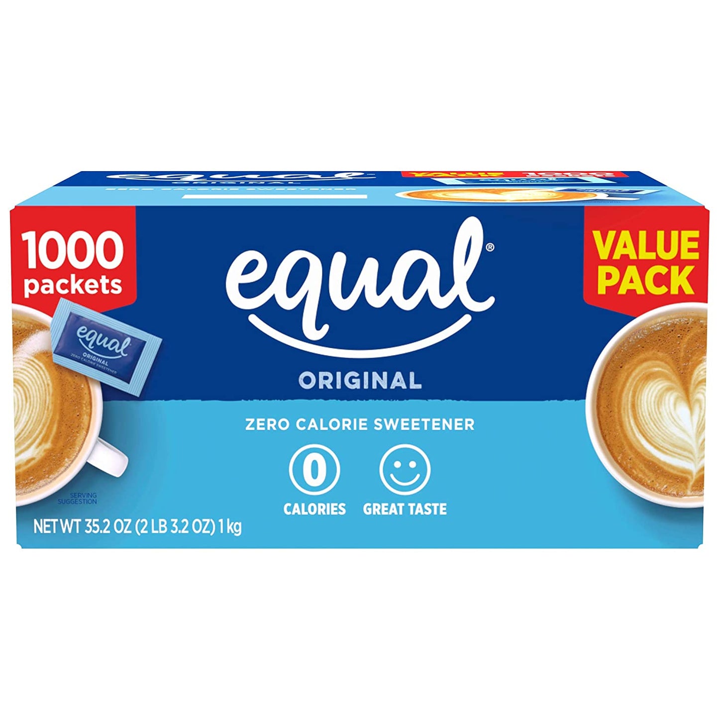 EQUAL Original Zero Calorie Sweetener 1000 Packets/Case 1 Gram a Packet Sugar Substitute