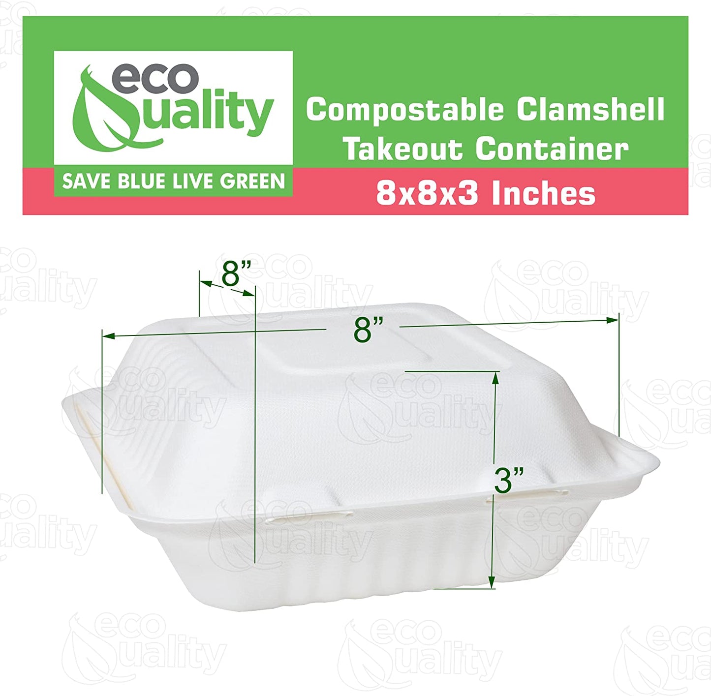 economical  wax tree free  Tree Free  Stackable  Square Hinged Clamshell  Rice Plates  Restaurants  Parties  Microwaveable Freezer Safe  Heavy Duty  Grease and Leak Resistant Proof  Food Trucks Food Containers  foam plastic alternative  Ecofriendly Product  Compostable Biodegradable Sugarcane Bagasse  Clam Shell Take Out Containers  carryout leftover mealprep  burger box  BPA Free  8x8x3 Take Out To Go Box