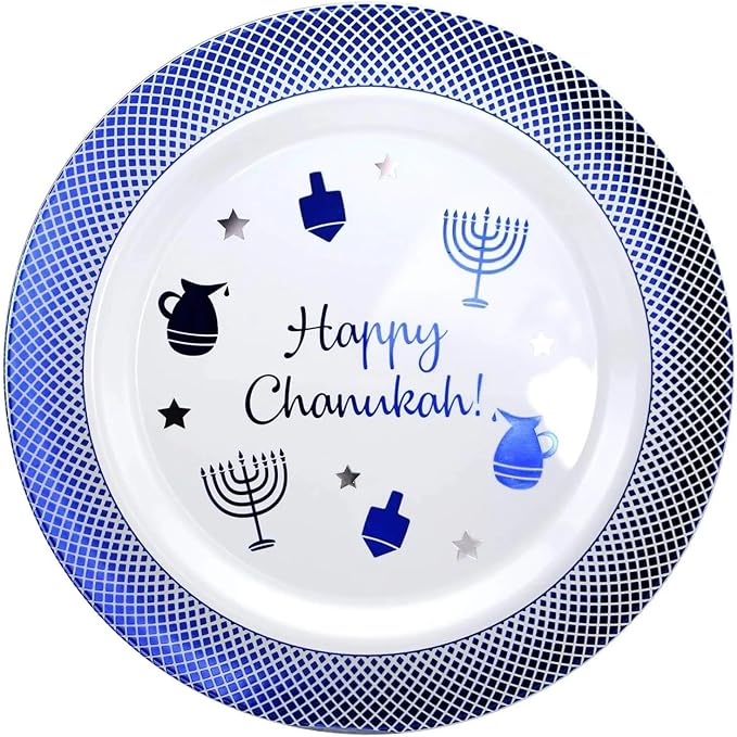 10.5" Chanukah Plates Blue and White