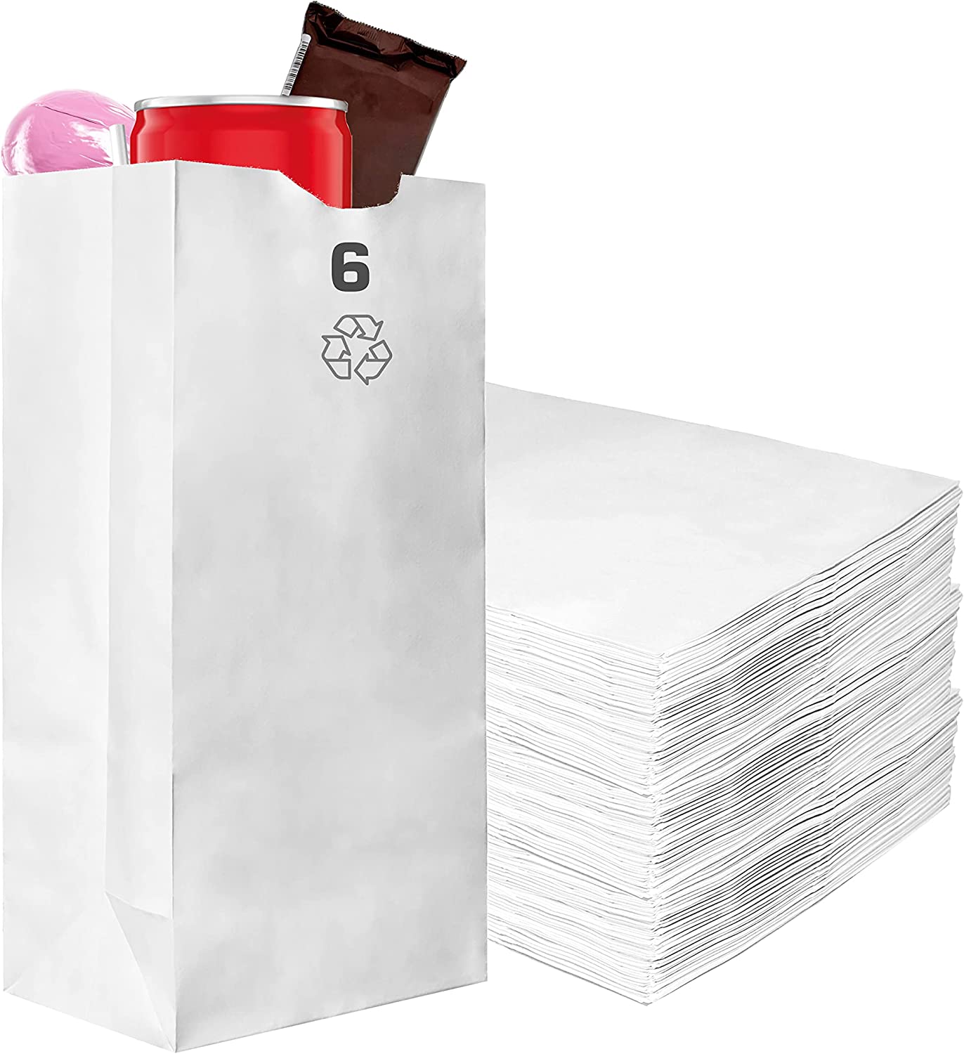 disposable bag White Paper Bags white Paper Shopping Bags foldable paper bag catering bags white kraft paper bag 1 pound candy bag snack bag gift bags DIY Bags arts and craft Sandwich Bag white paper bag party favor bag lunch bag togo bag takeout bag Restaurant supplies paper bakery bags Kraft Paper Bags kraft grocery bags supermarket Household Supplies hero bread tall long paper bag 6 pound 