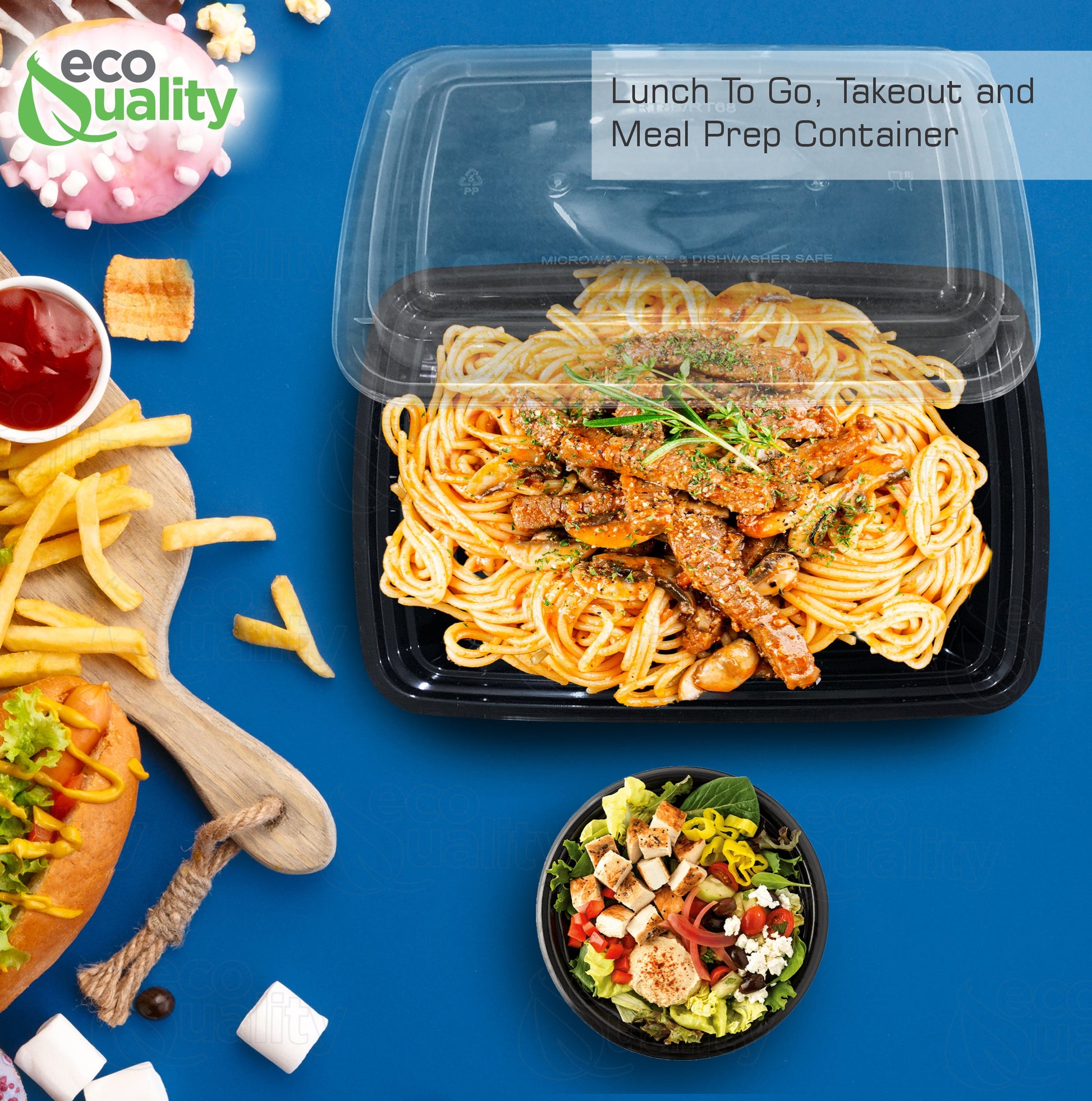 to-go boxes takeout delivery take out food storage containers Reusable Box Plastic Microwave Freezer white safe meal prep Lunch food storage solutions packaging Ecofriendly Disposable with lid black 28 oz 28 ounces economical bulk wholesale ecoquality restaurant fast food supplies nyc