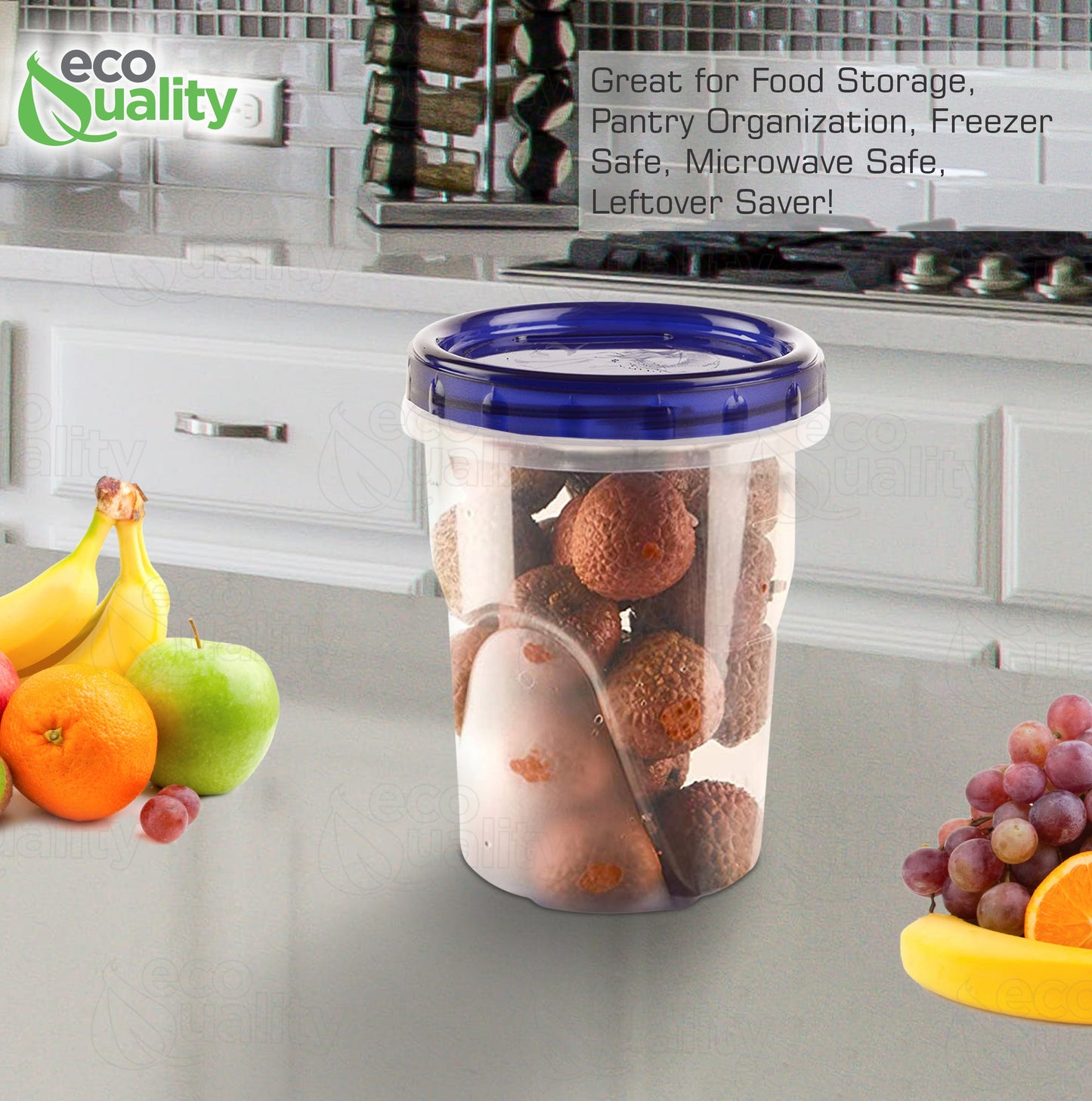 32oz Twist Top Storage Deli Containers BPA-Free, Reusable Airtight Plastic Food Storage Leak Proof Canisters