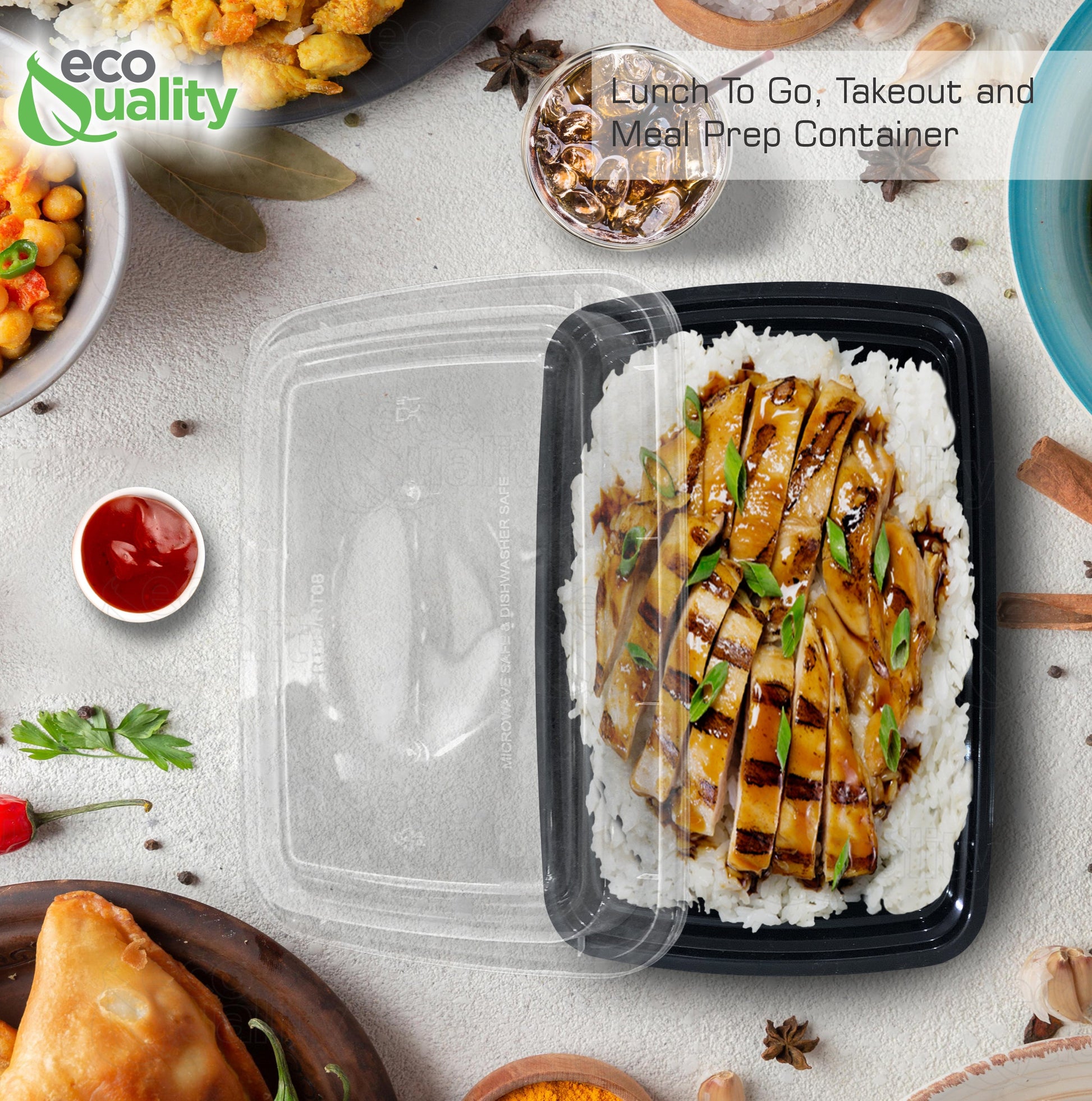 to-go boxes takeout delivery take out food storage containers Reusable Box Plastic Microwave Freezer black safe meal prep Lunch food storage solutions packaging Ecofriendly Disposable with lid black 38 oz 38 ounces economical bulk wholesale ecoquality restaurant fast food supplies nyc