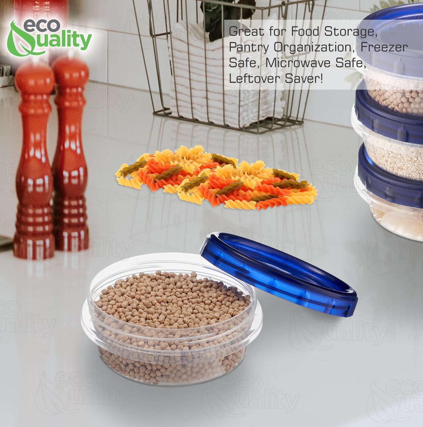8oz Twist Top Plastic Storage Deli Containers BPA-Free, Reusable Airtight