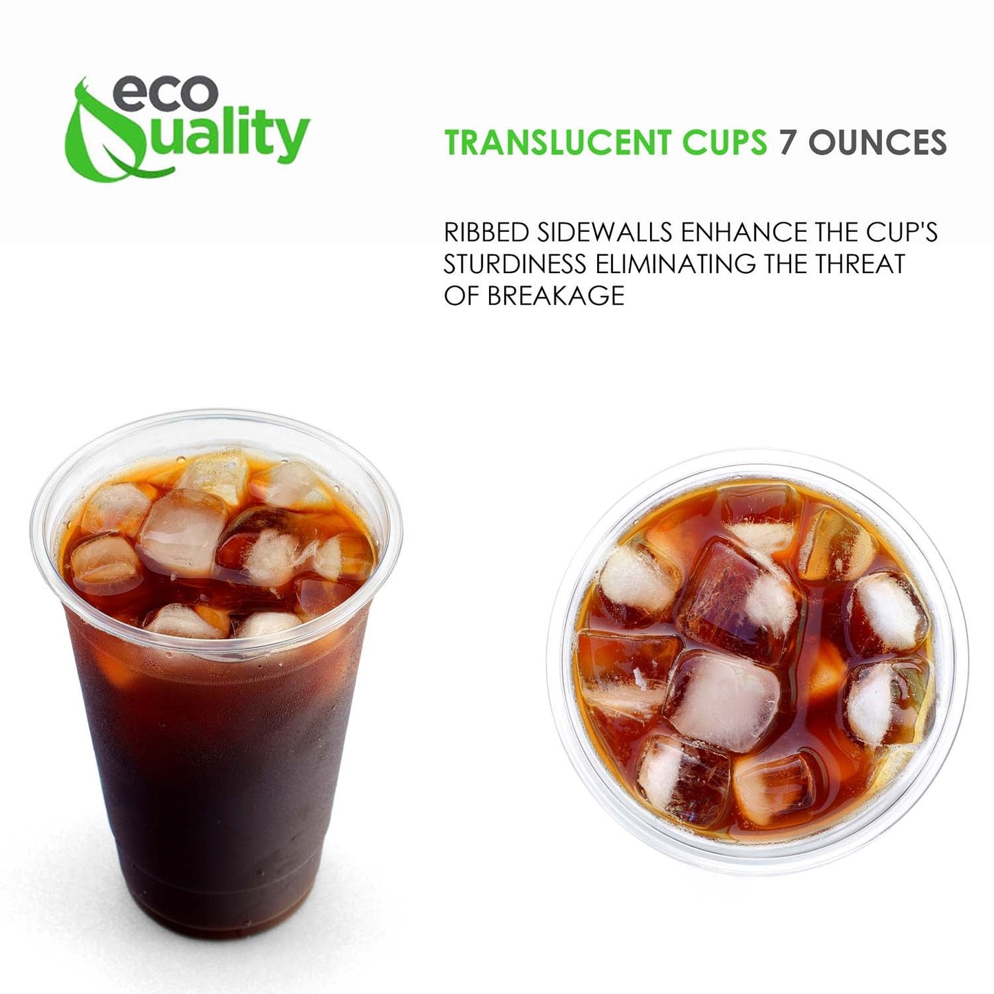 [100] Translucent Plastic Cups - Disposable 7 ounce Cold Drink Party Cups - Cold Drink, Soda Cups, Party Cups, Water Cups, Drinking Cups for Home, Office, Events, Parties and Takeout