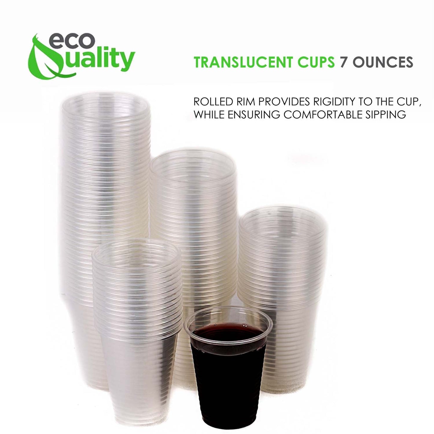 [100] Translucent Plastic Cups - Disposable 7 ounce Cold Drink Party Cups - Cold Drink, Soda Cups, Party Cups, Water Cups, Drinking Cups for Home, Office, Events, Parties and Takeout