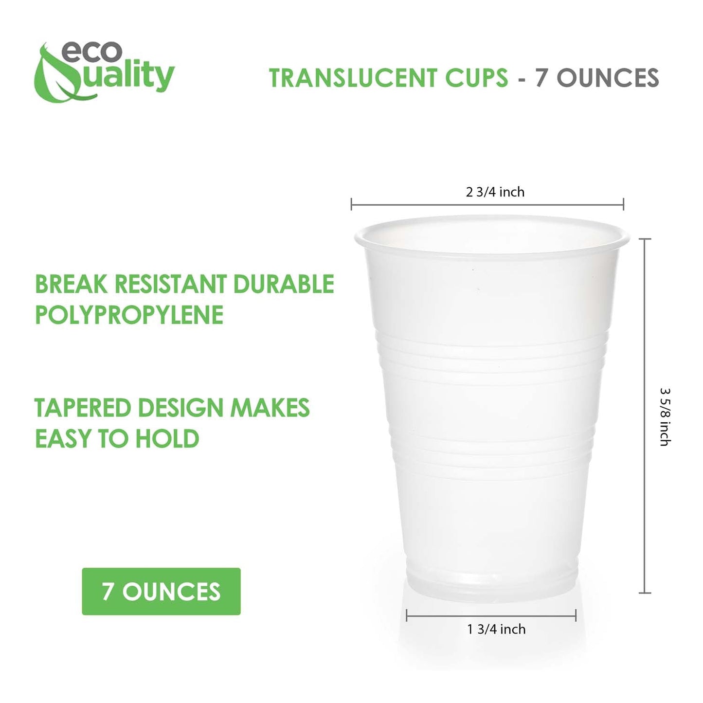 [100] Translucent Plastic Cups - Disposable 7 ounce Cold Drink Party Cups - Cold Drink, Soda Cups, Party Cups, Water Cups, Drinking Cups for Home, Office, Events, Parties and Takeout