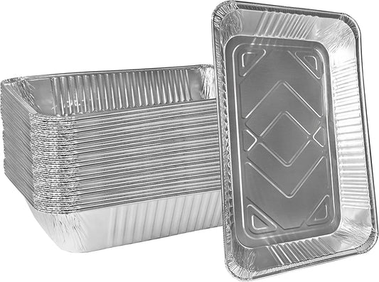Freezer Safe Stove Oven Safe Half Size Deep 9in x 13in Reheating Chafing Cake Auminum Heavy Duty Aluminum Foil Lasagna Meat Loaf Mac and Cheese Roast Turkey Chicken Steak Pan with Foil Lid Leak Proof Takeout supplies Take Out Food Containers Take out Foil Baking Pans Steam Table Deep Pans Restaurant supplies Caterer Buffet Pans Baking Supplies Baking Pans Baking cake pans Aluminum Pans Aluminum Foil Pans Aluminum Baking Pans