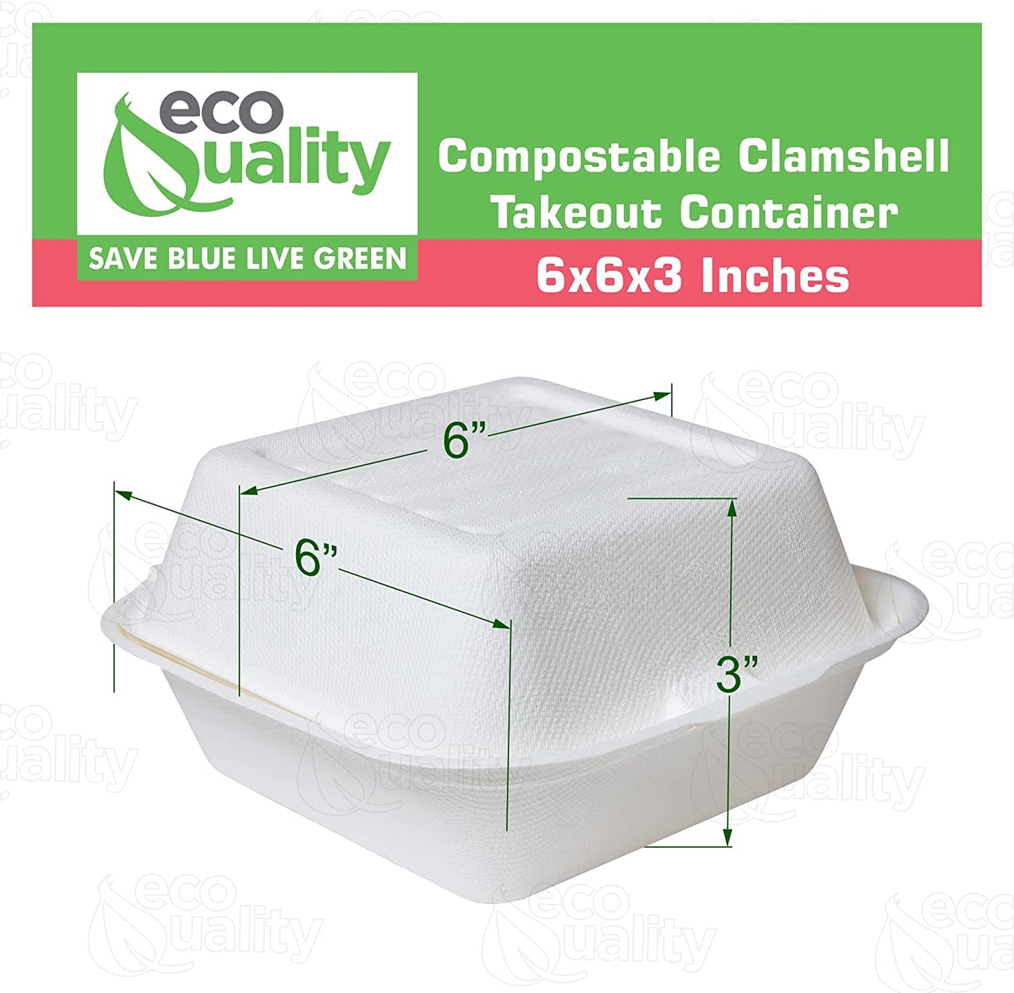 wax tree free Tree Free carryout leftover mealprep foam plastic alternative Grease and Leak Resistant Proof BPA Free Stackable Heavy Duty Microwaveable Freezer Safe burger box Square Hinged Clamshell Restaurants Parties Food Trucks Food Containers Ecofriendly Product Compostable Biodegradable Sugarcane Bagasse Clam Shell Take Out Containers 6x6x3 Take Out To Go Box