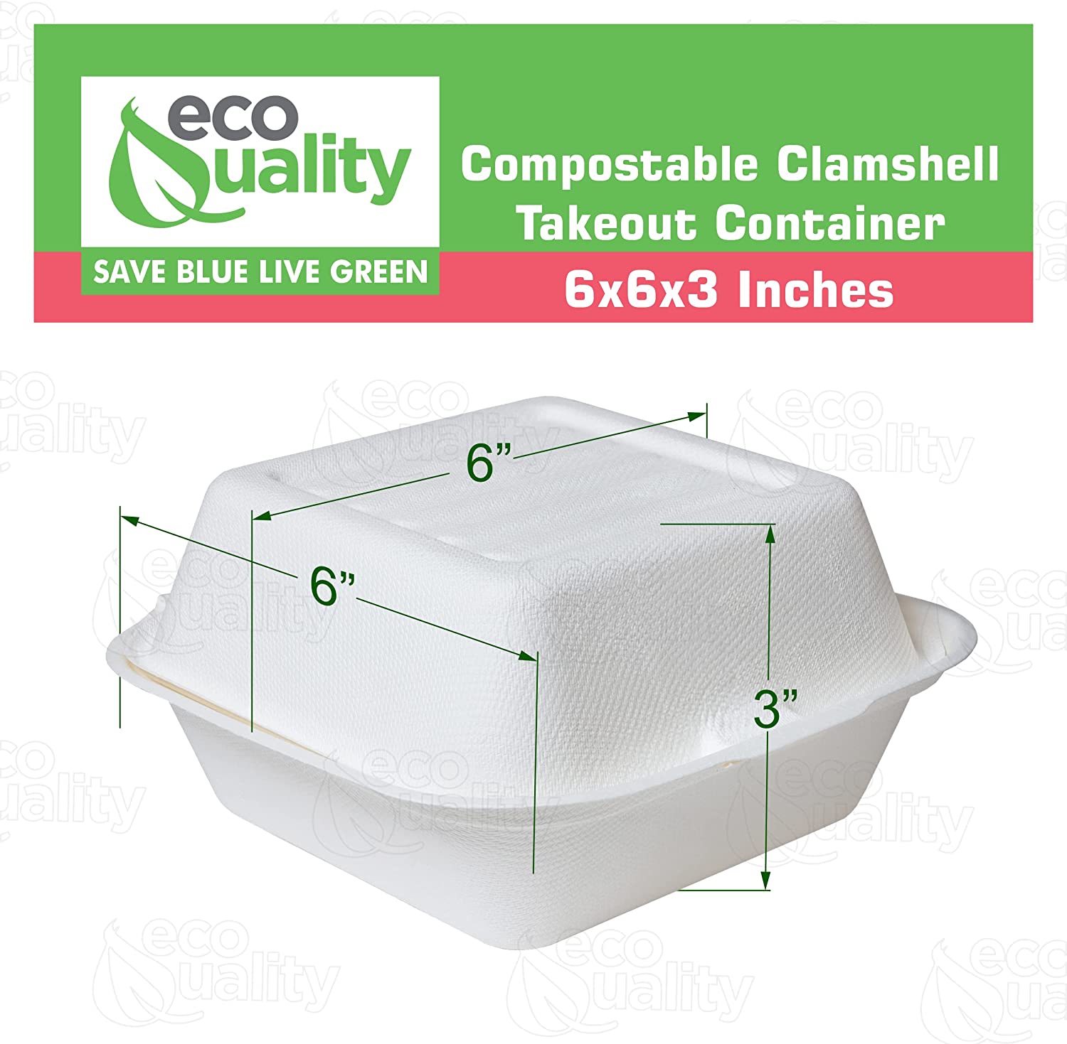 wax tree free Tree Free carryout leftover mealprep foam plastic alternative Grease and Leak Resistant Proof BPA Free Stackable Heavy Duty Microwaveable Freezer Safe burger box Square Hinged Clamshell Restaurants Parties Food Trucks Food Containers Ecofriendly Product Compostable Biodegradable Sugarcane Bagasse Clam Shell Take Out Containers 6x6x3 Take Out To Go Box