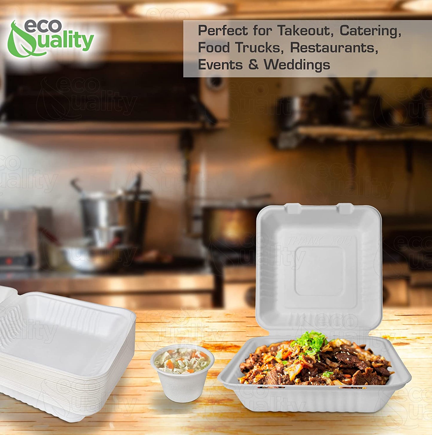 economical wax tree free Tree Free Stackable Square Hinged Clamshell Rice Plates Restaurants Parties Microwaveable Freezer Safe Heavy Duty Grease and Leak Resistant Proof Food Trucks Food Containers foam plastic alternative Ecofriendly Product Compostable Biodegradable Sugarcane Bagasse Clam Shell Take Out Containers carryout leftover mealprep burger box BPA Free 9x9x3 Take Out To Go Box