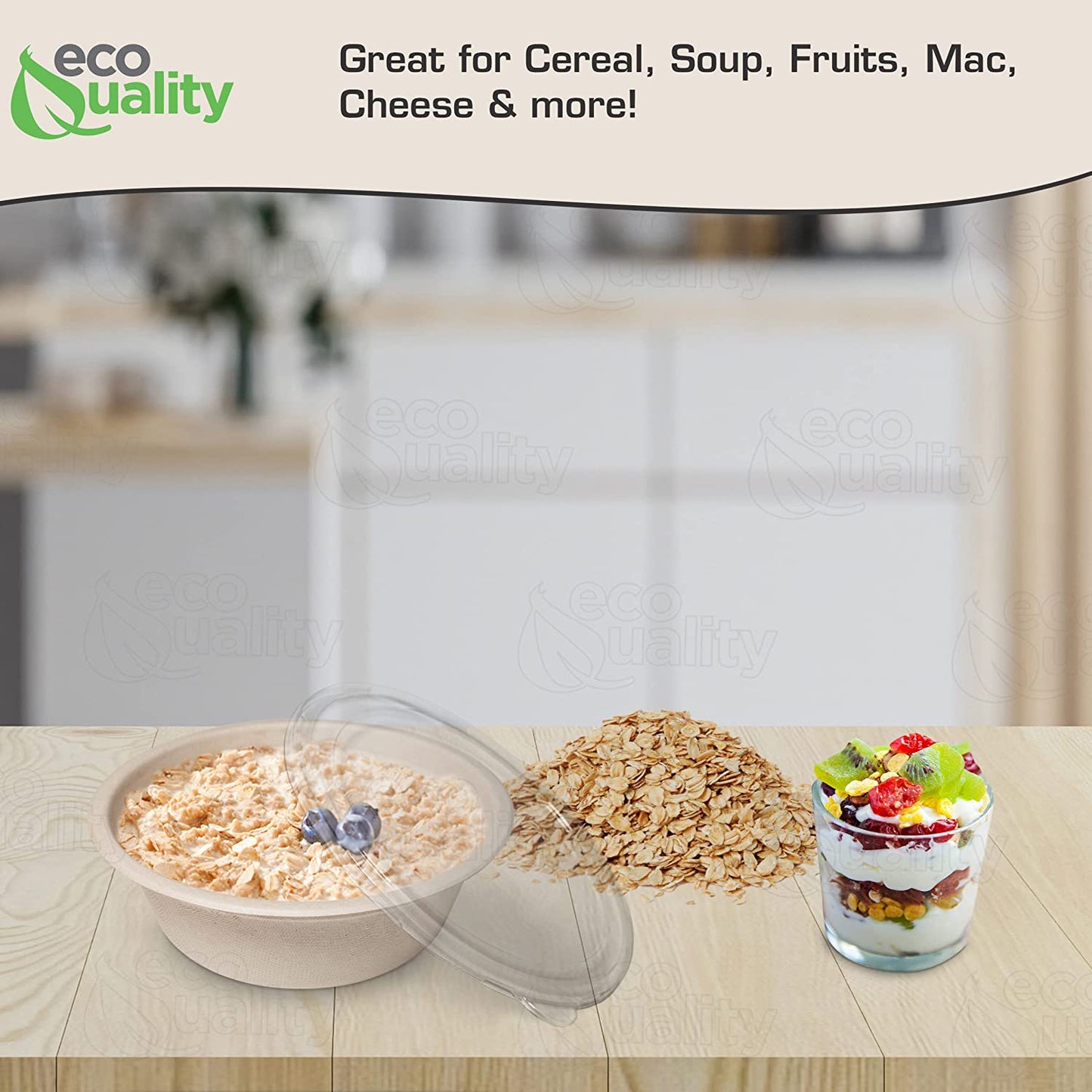 poke bowl breakfast bowl disposableproducts Microwavesafe LeakResistant bowl soupbowl Biodegradable Bowls sugarcane bowl ice cream bowl disposable bowl heavyduty bowl cereal bowl 16 ounces 16oz togo bowl with lids