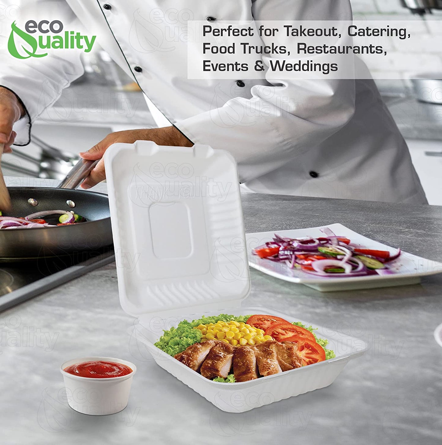 economical  wax tree free  Tree Free  Stackable  Square Hinged Clamshell  Rice Plates  Restaurants  Parties  Microwaveable Freezer Safe  Heavy Duty  Grease and Leak Resistant Proof  Food Trucks Food Containers  foam plastic alternative  Ecofriendly Product  Compostable Biodegradable Sugarcane Bagasse  Clam Shell Take Out Containers  carryout leftover mealprep  burger box  BPA Free  8x8x3 Take Out To Go Box