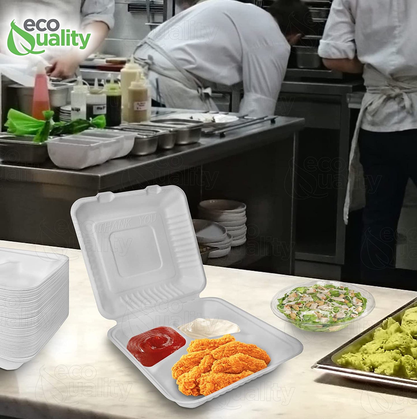 Rice Plates wax tree free Tree Free Stackable Square Hinged Clamshell Restaurants Parties Microwaveable Freezer Safe Heavy Duty Grease and Leak Resistant Proof Food Trucks Food Containers foam plastic alternative Ecofriendly Product Compostable Biodegradable Sugarcane Bagasse Clam Shell Take Out Containers carryout leftover mealprep burger box BPA Free 9x9x3 Take Out To Go Box 3 Compartment Online Store economical