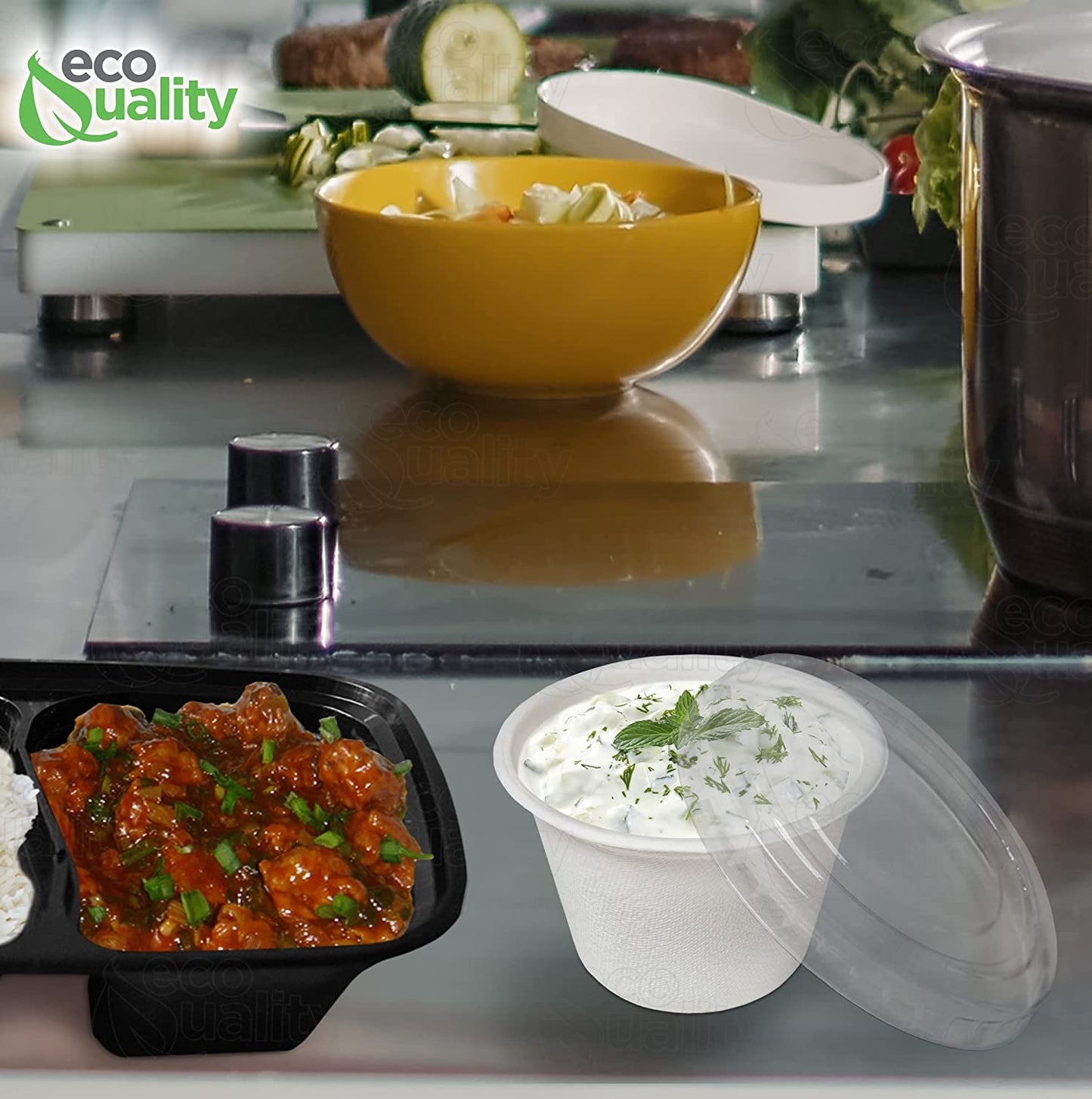 White Compostable Portion Cups with Lids, Biodegradable, Perfect for Disposable Sample Cups, TakeOut, Souffle, Salad Dressing, Condiments, Jello