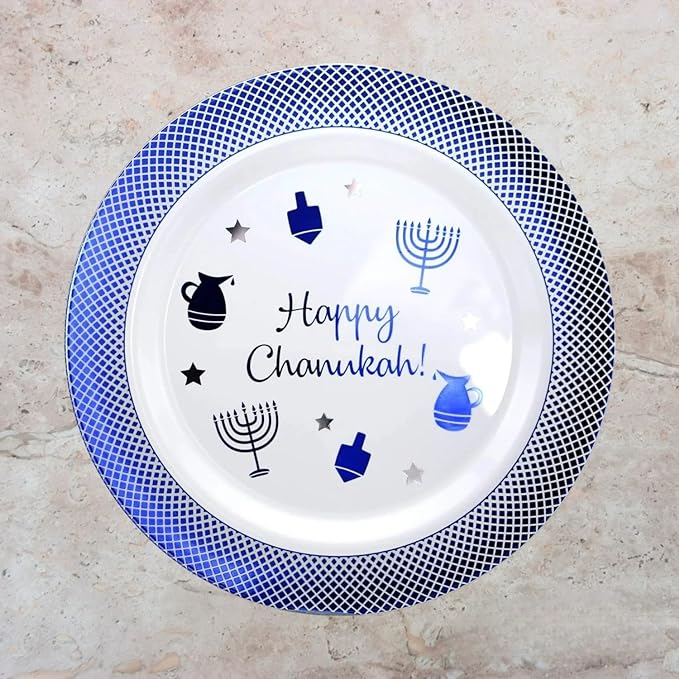 10.5" Chanukah Plates Blue and White