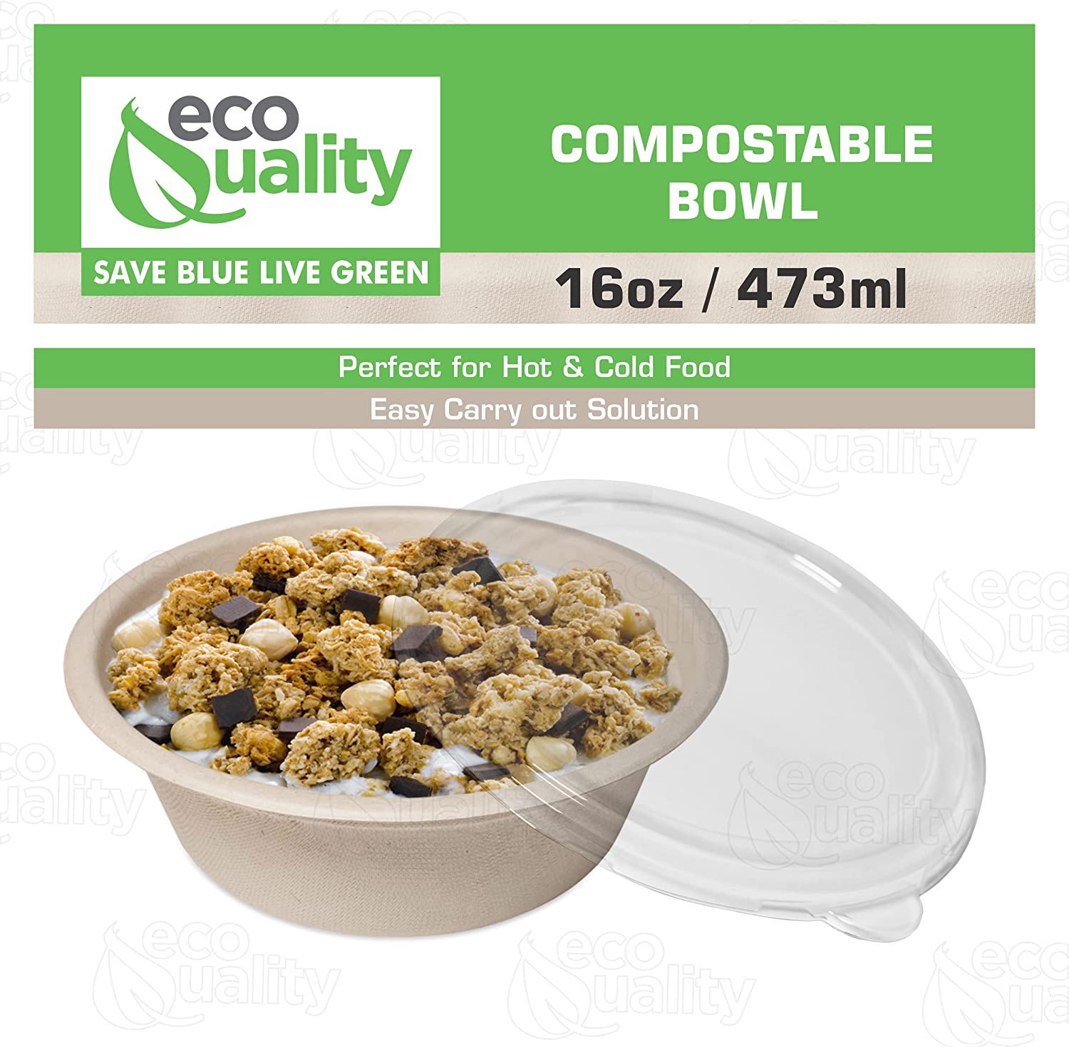 poke bowl breakfast bowl disposableproducts Microwavesafe LeakResistant bowl soupbowl Biodegradable Bowls sugarcane bowl ice cream bowl disposable bowl heavyduty bowl cereal bowl 16 ounces 16oz togo bowl with lids