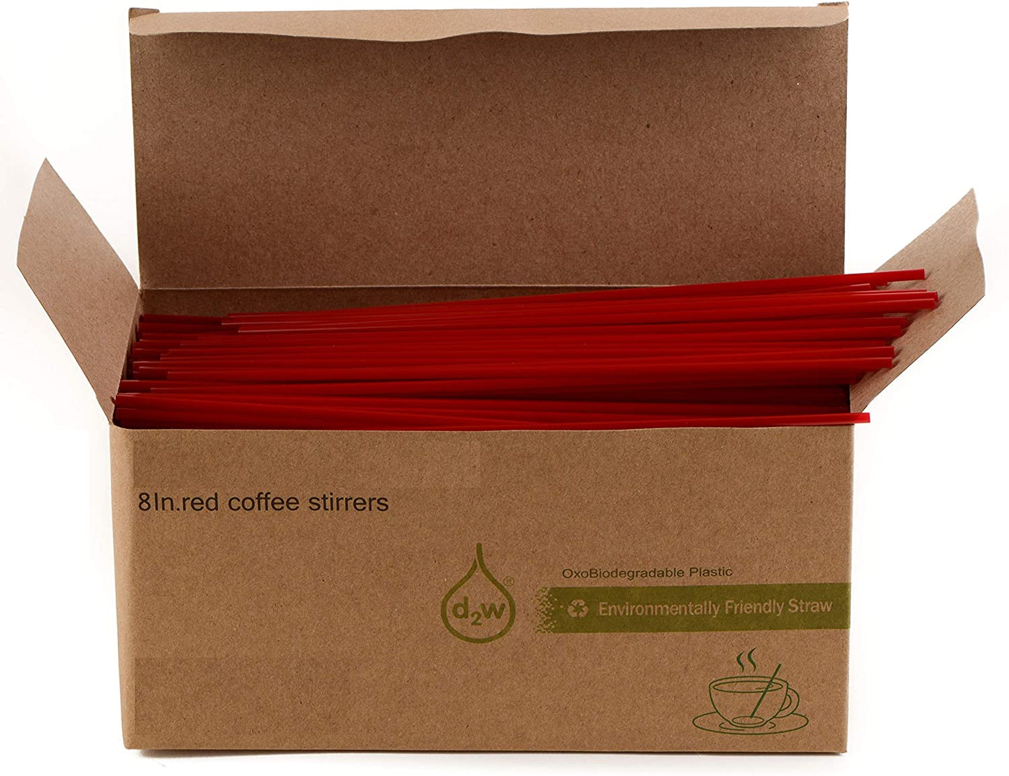 Compostable Plastic Stirrer, Bio Degradable, Eco Friendly, Sip Stirrer, Bar Stirrer, Sip Straw, For Coffee, Cocktail, Latte and Tea - Red
