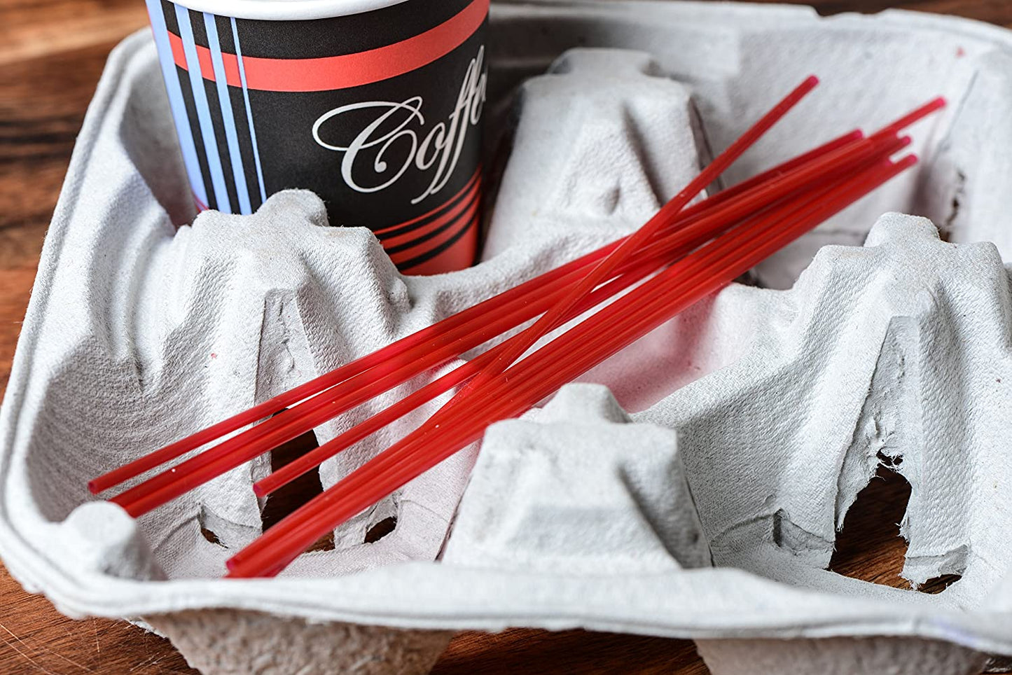 Compostable Plastic Stirrer, Bio Degradable, Eco Friendly, Sip Stirrer, Bar Stirrer, Sip Straw, For Coffee, Cocktail, Latte and Tea - Red