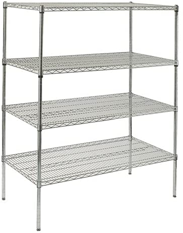 Chrome Plated Wire Shelf 4 Shelf Adjustable - Chrome Finished Heavy Duty Adjustable Shelf, Metal Organizers (Chrome, 14Wx24L)