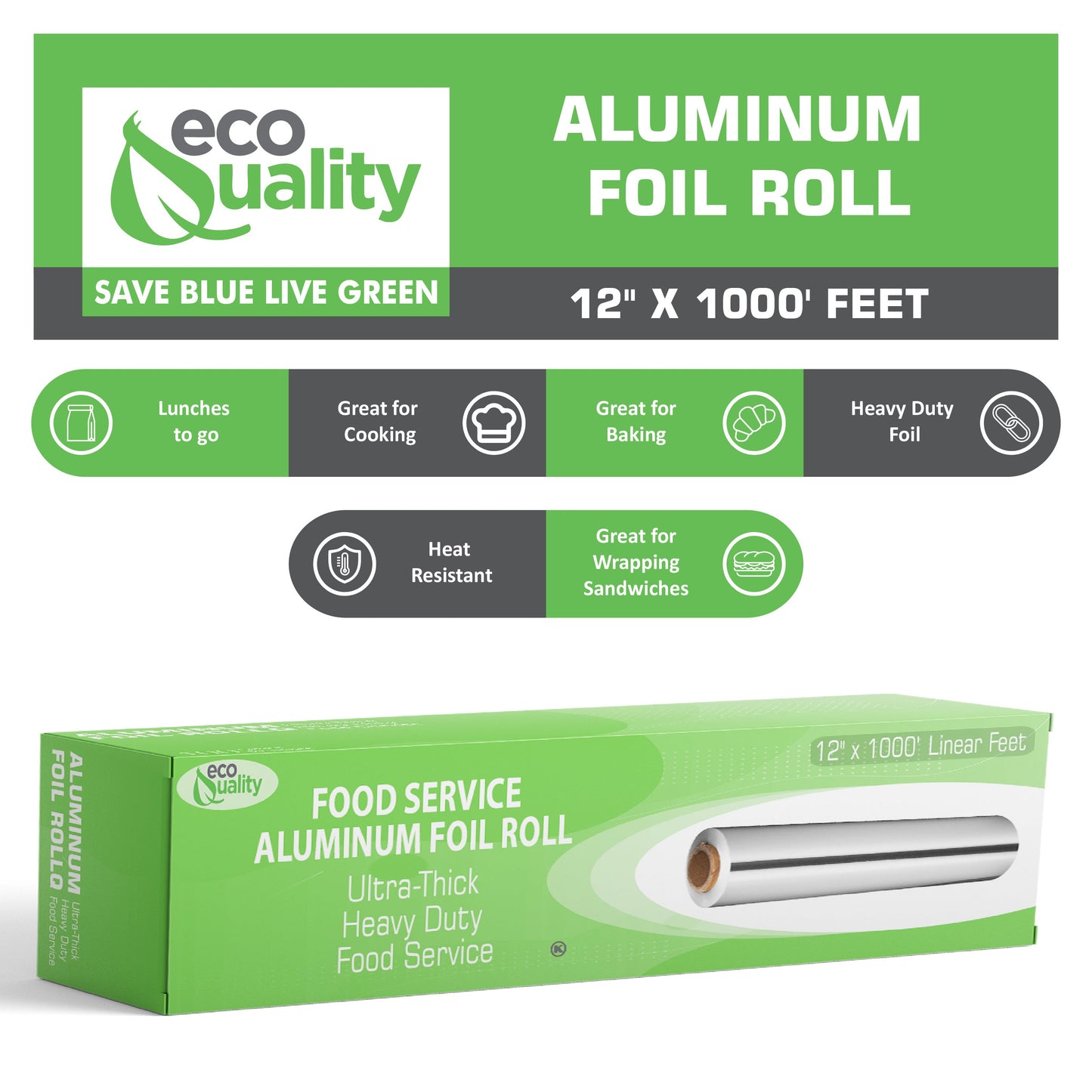 Food Service Aluminum Foil Roll with Sturdy Corrugated Cutter Box