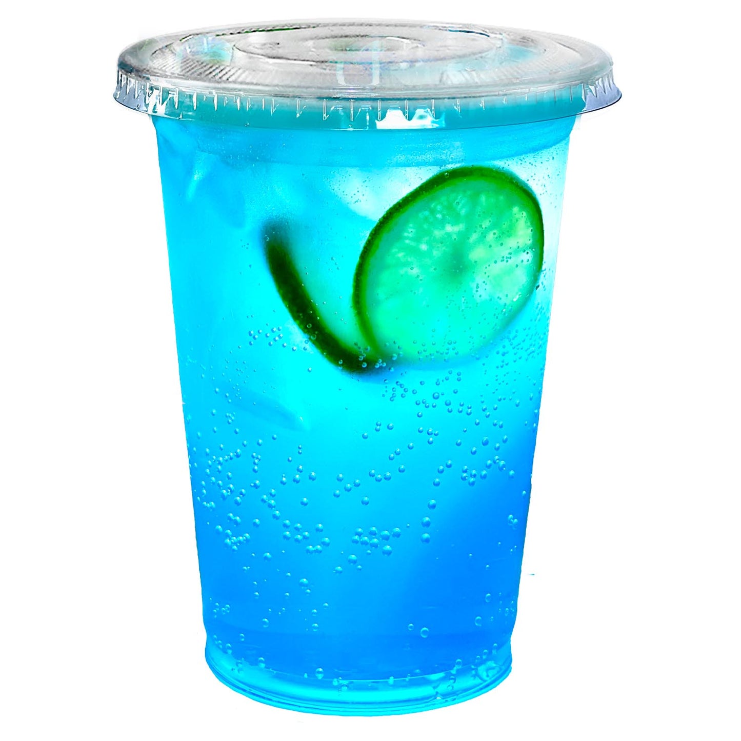 16oz Disposable Pet Clear Plastic Smoothie Cups Clear Flat Lids