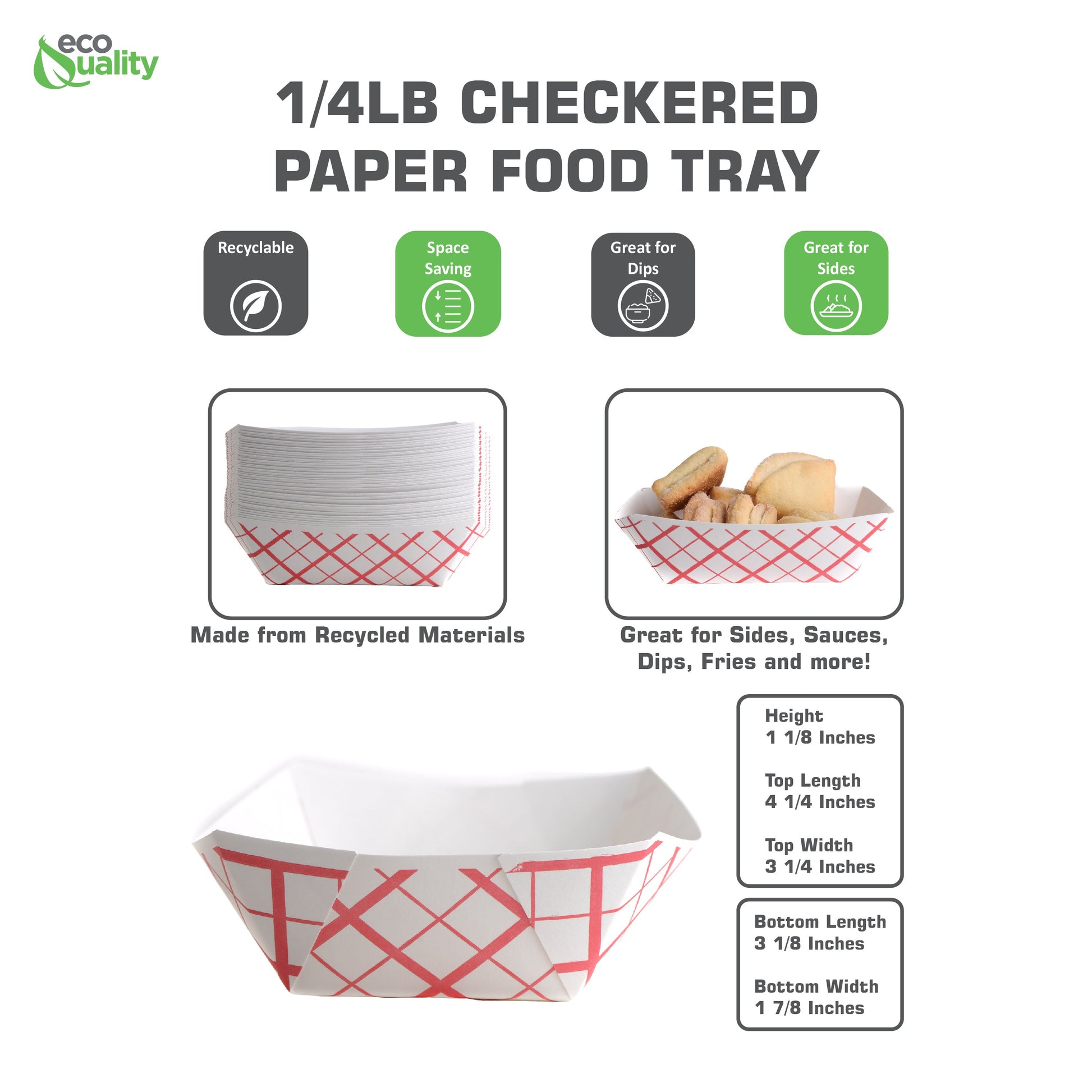 heavy duty strong sturdy hot dog french fries burger corn onion rings household diner restaurant food truck fast food Disposable Checkered Paper Food Tray affordable bulk economical commercial wholesale 1/2lb pound nyc
