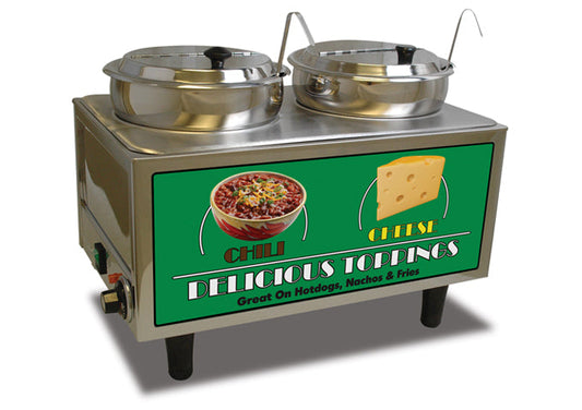 Countertop Chili/Cheese Food Topping Warmer Two 7 qt. Wells