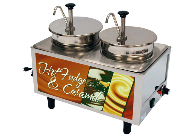 Countertop Food Topping Warmer Hot Fudge/Caramel Two 7 qt. Wells