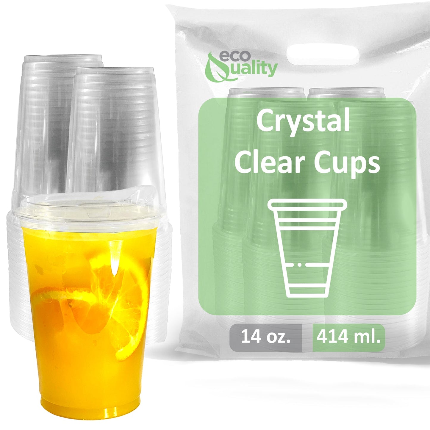 14oz Disposable Pet Clear Plastic Smoothie Cups with Sip Through Lids