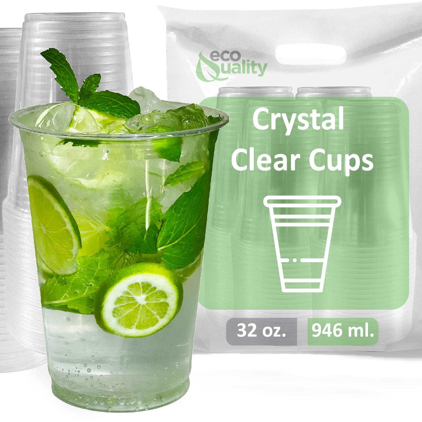 32oz Disposable Pet Clear Plastic Smoothie Cups