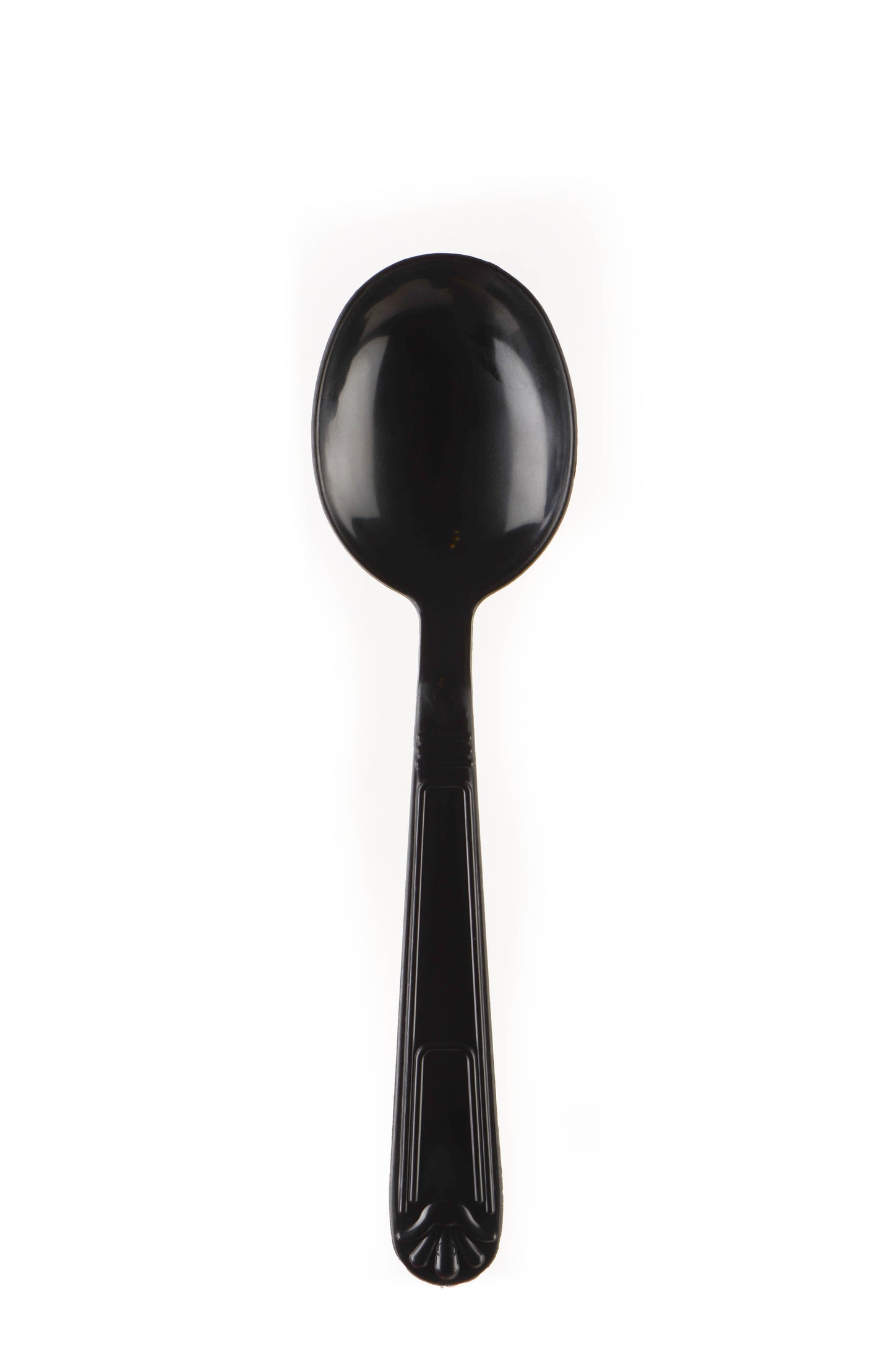 Disposable Plastic Heavy Weight Spoons Black/White Unwrapped