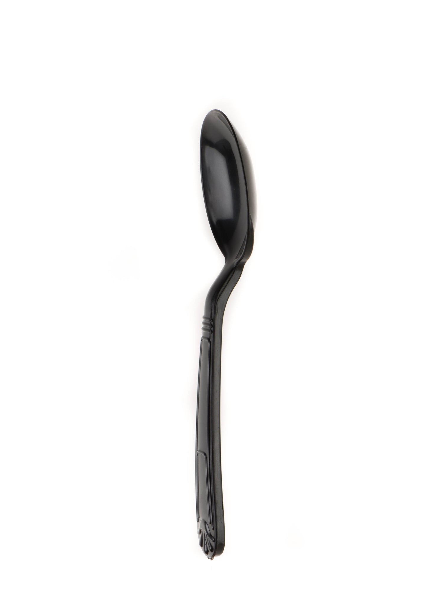 Disposable Plastic Medium Weight Spoon White/Black Unwrapped