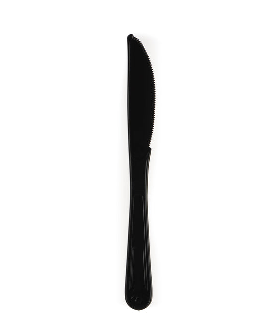 Disposable Plastic Medium Weight Knives White/Black Unwrapped